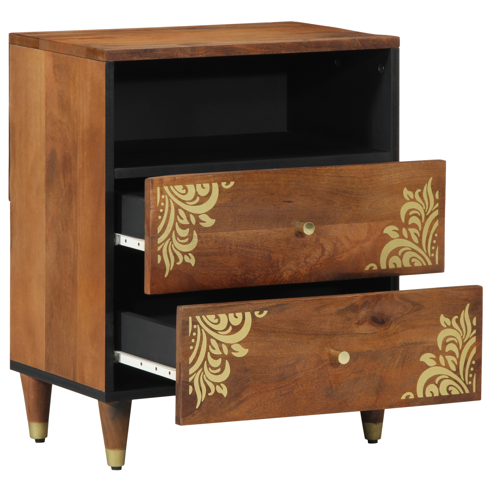 Table De Chevet En Bois D'acacia Massif - 50x33x60 Cm - Teinte Naturelle Brune