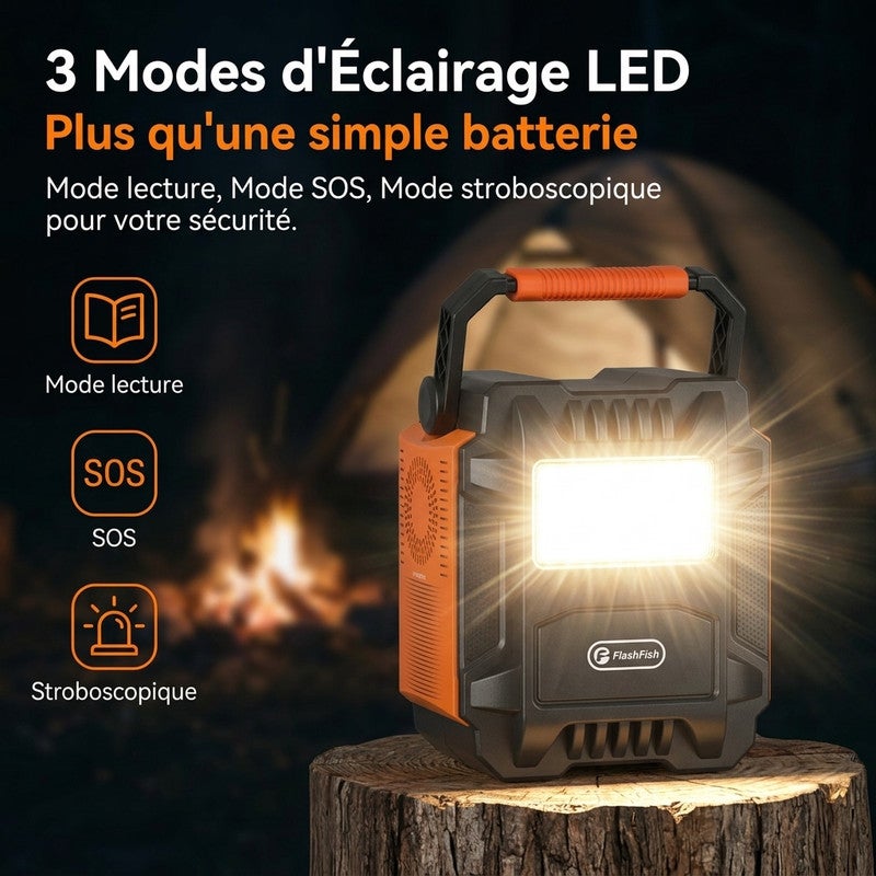 FLASHFISH A201 Station Électrique Portable 200W - Batterie Solaire 172,8Wh 48000mAh - AC 230V USB-C DC 12V - 6