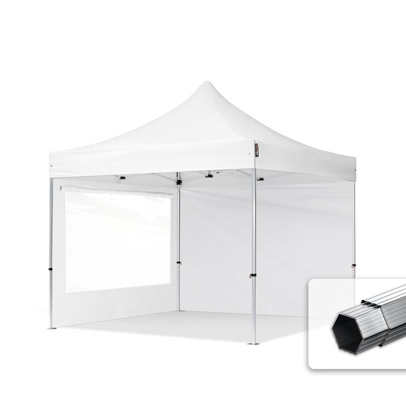 3x3 m Namiot Ekspresowy PROFESSIONAL Alu 40mm, ze ścianami bocznymi, okna panoramiczne, biały