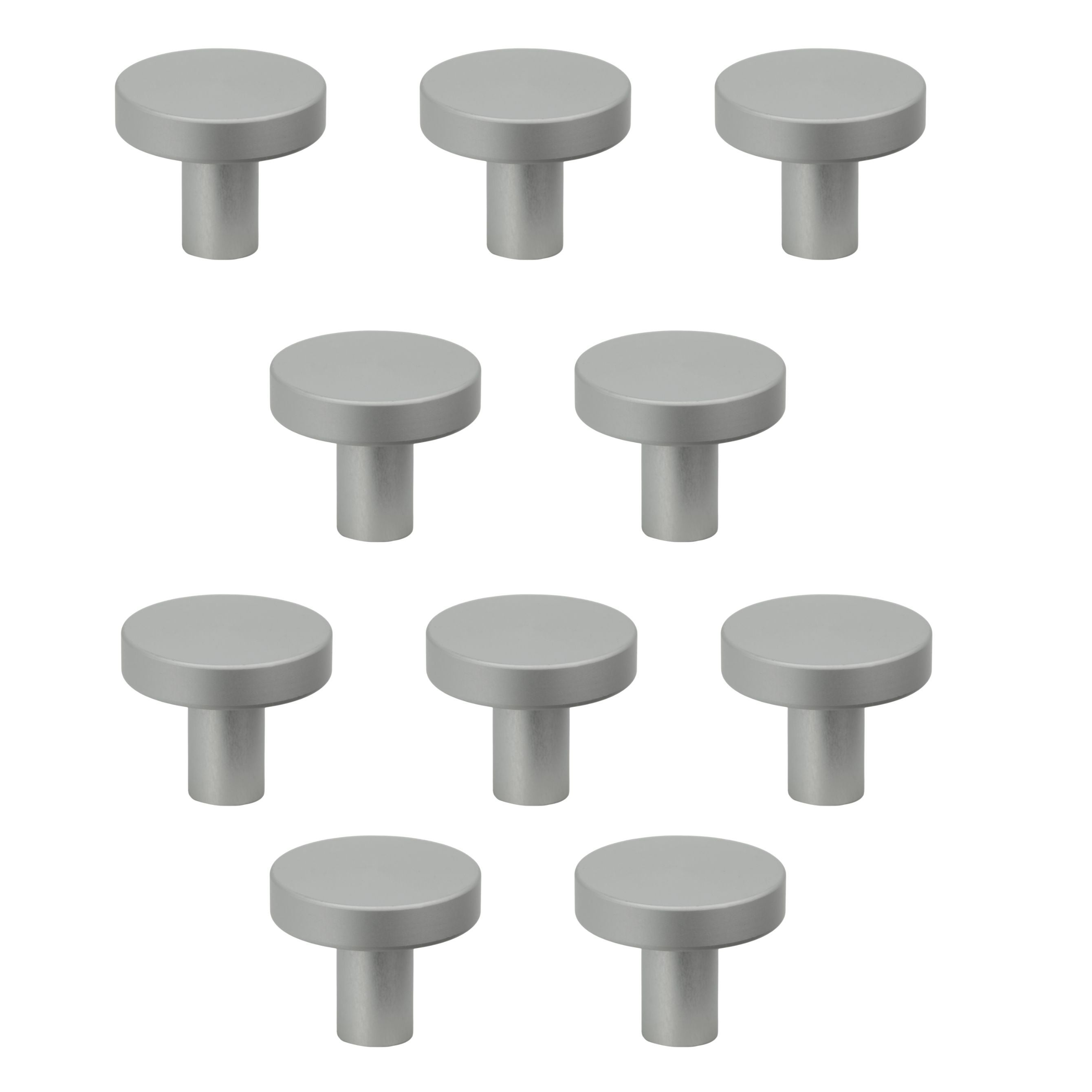 10 x Gałka meblowa okrągła metalowa 3 cm srebrna