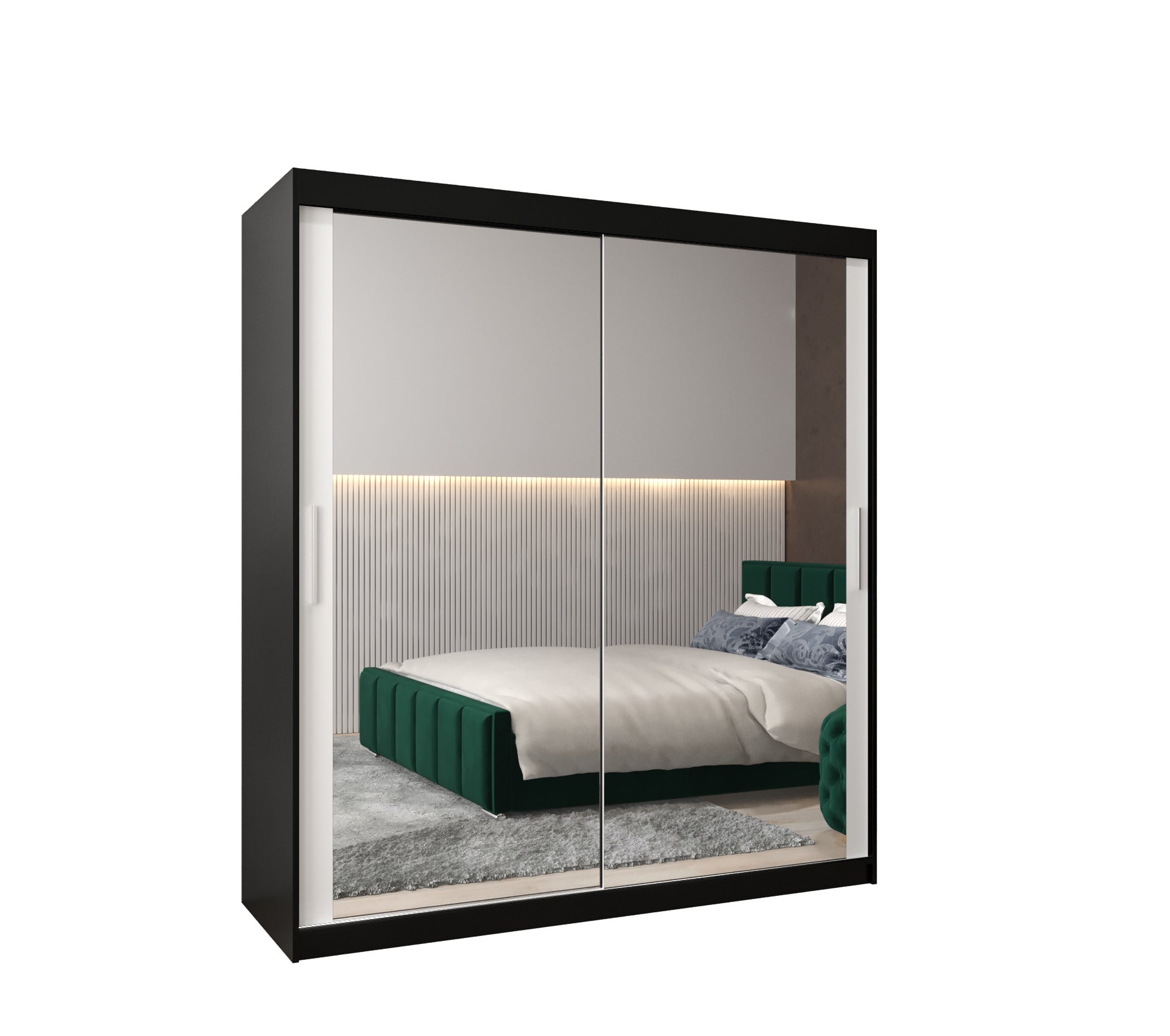 Szafa przesuwna garderoba TOKYO 3 180 x 62 x 200 cm Czarny + Biały - Abiks Meble