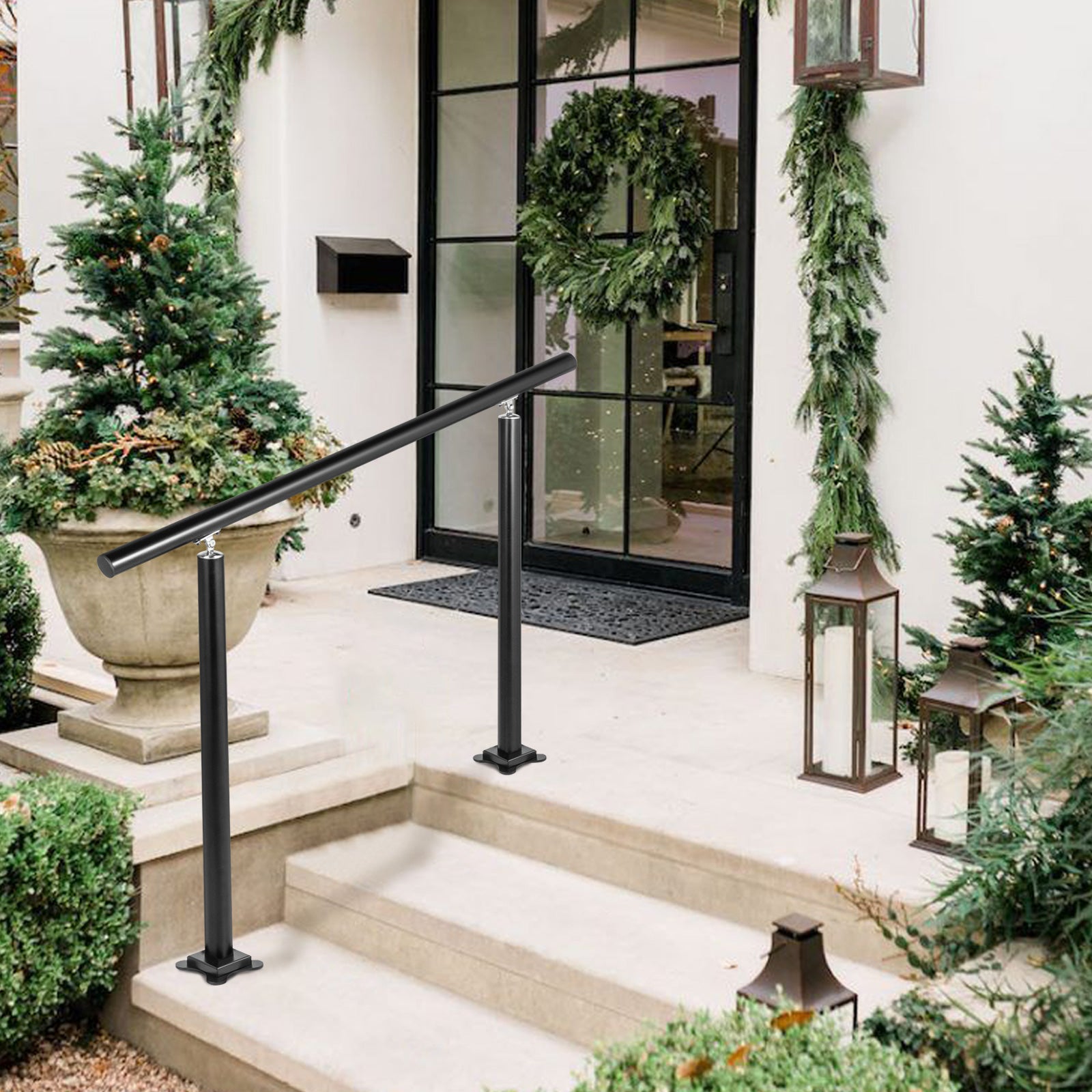 Kit Rampe d’Escalier Noir en Aluminium/Fer,VEVOR Garde-Corps Extérieur pour Terrasse ou Construction,Main Courante Balustrade Robuste - 8