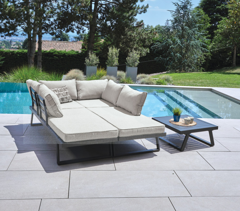 Salon bas de jardin en Métal Anthracite 6 personnes - 5