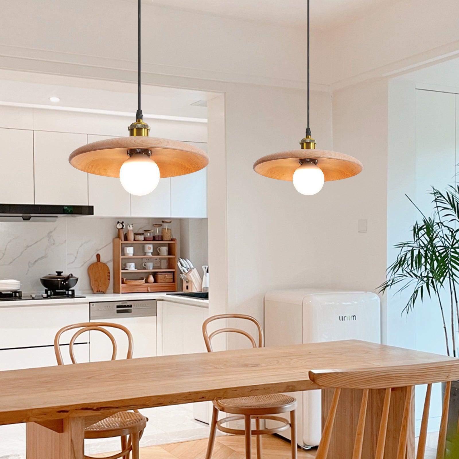 Lampa wisząca, żyrandol z 2 żarówkami, lampa sufitowa w stylu vintage, lampka nocna, 3 regulowane temperatury barwowe, regulowana wysokość - 2