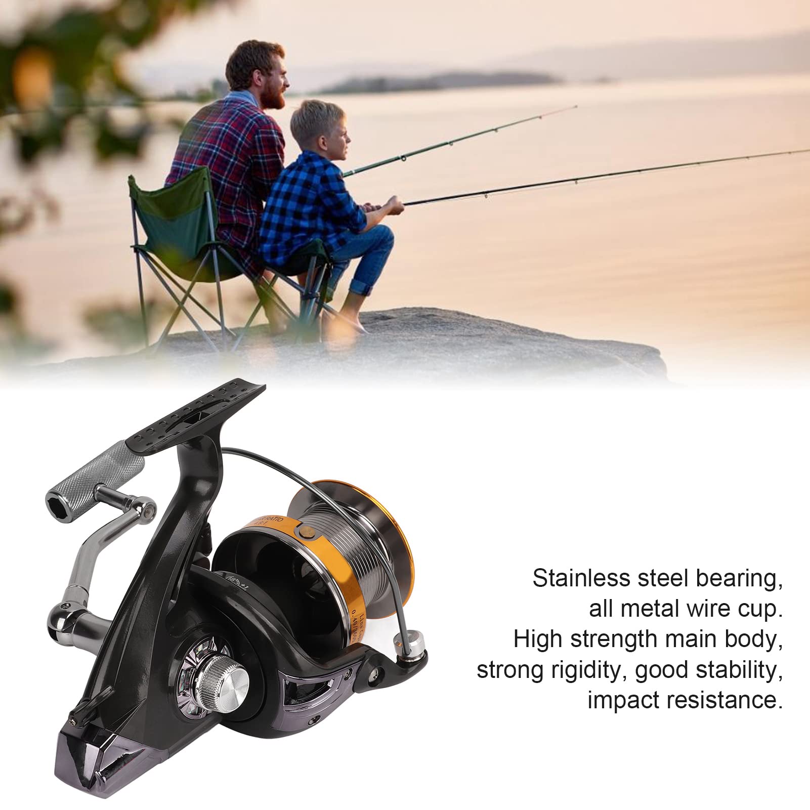 Mulinello da pesca a lancio lontano con resistenza agli urti della ruota da pesca 18 + 1 4.9: 1 - 3