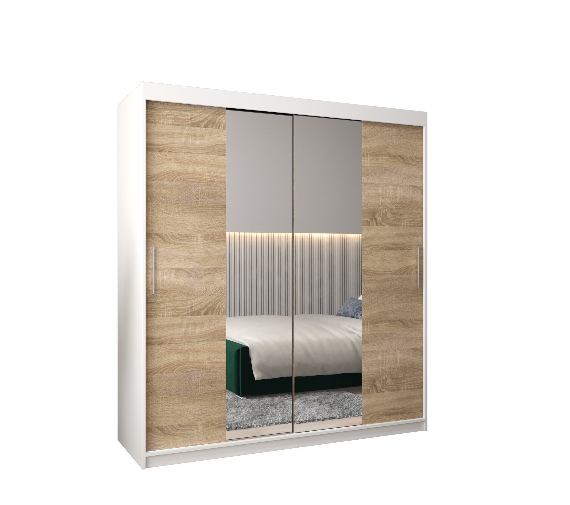 Szafa przesuwna garderoba TOKYO 1 180 x 62 x 200 cm Biały + Sonoma - Abiks Meble