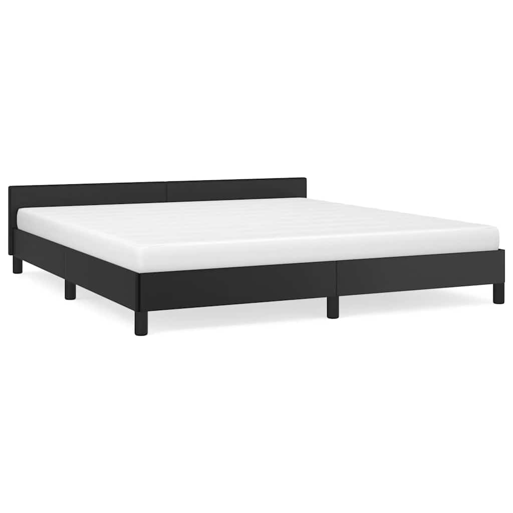 Cadre de lit avec tête de lit, sans matelas, noir, 180 × 200 cm - 2