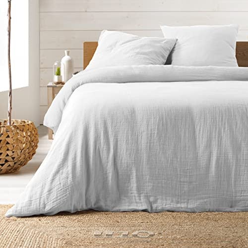 Ropa de cama de gasa de algodón blanca 240 x 260 cm