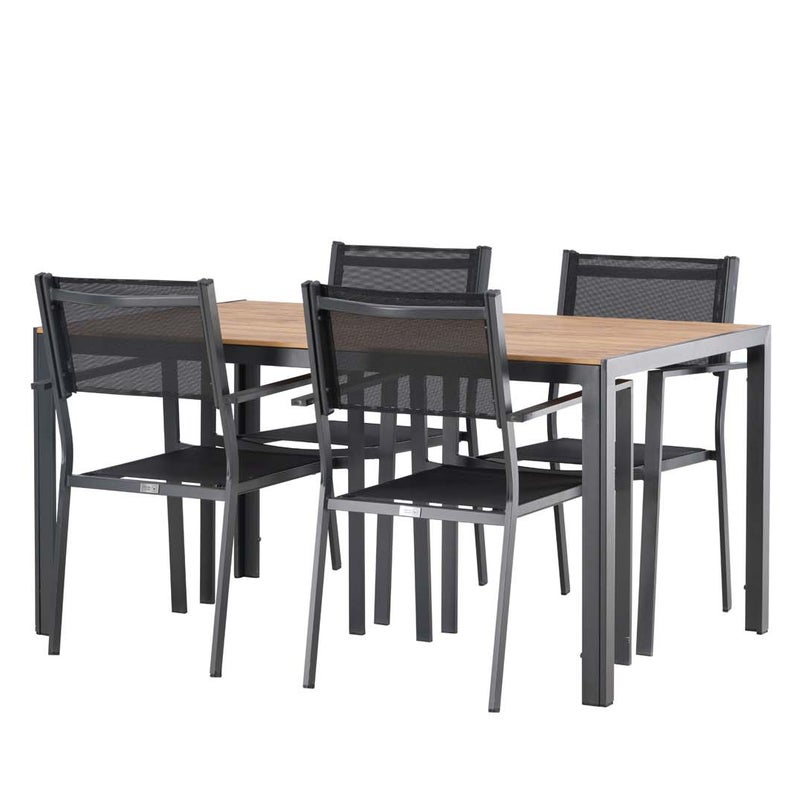 Break zestaw ogrodowy stół 90x150cm naturalny, 4 krzesła Copacabana czarny.
