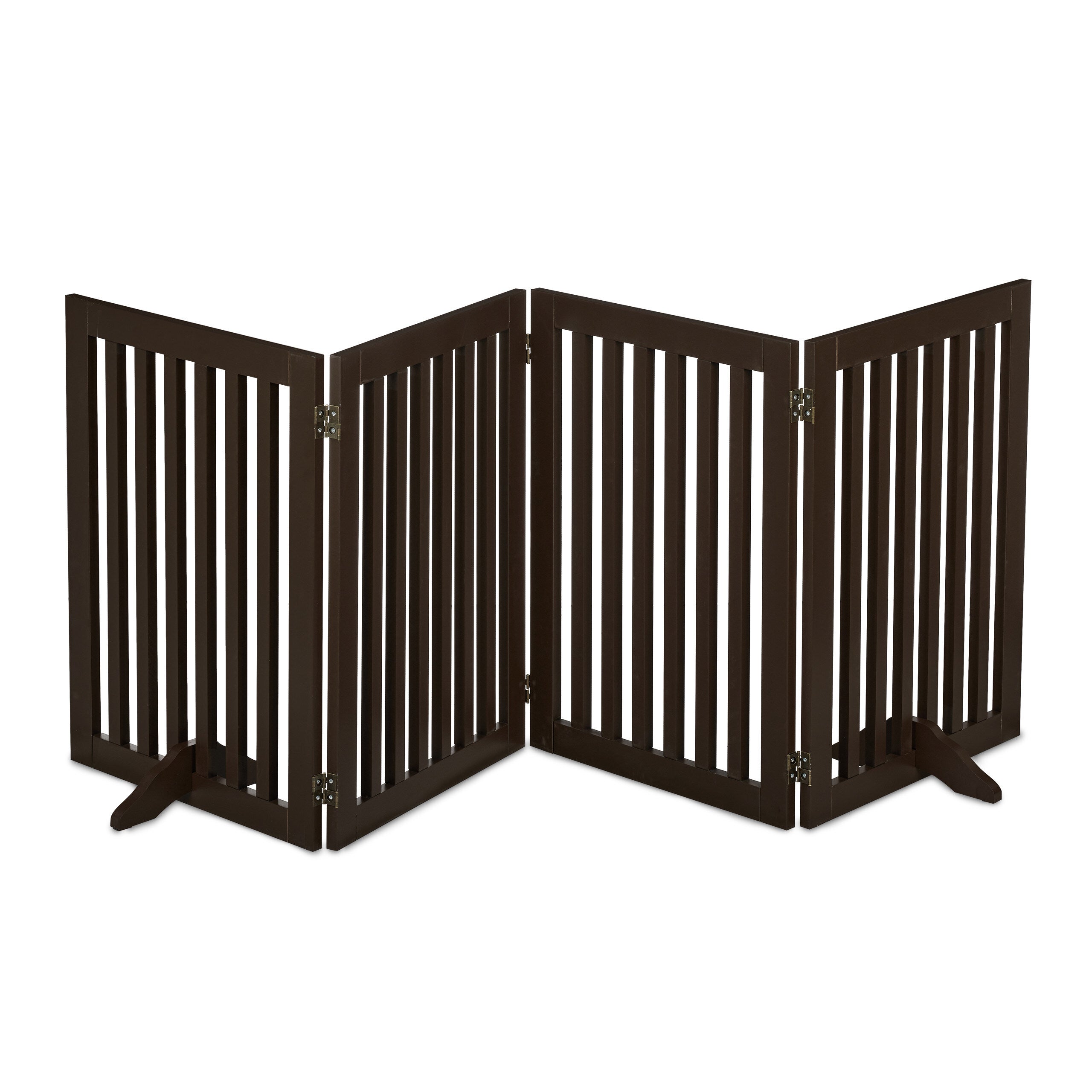 Barrière de sécurité pour chiens à 4 panneaux, pliable et autoportante, 70 x 206 cm, avec pieds, MDF marron, Relaxdays - 9