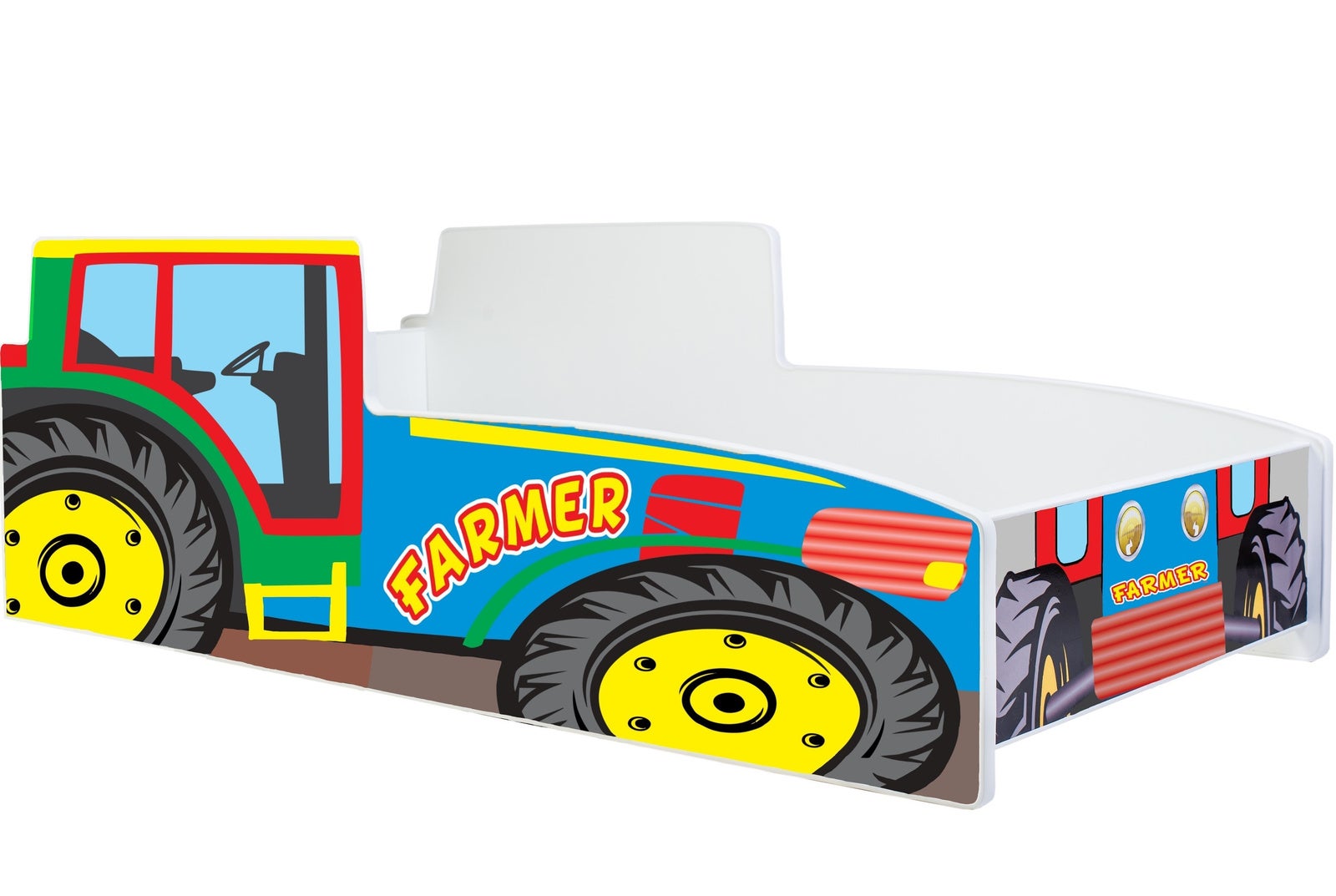 Łóżko Dziecięce w Kształcie Kolorowego Traktora 160x80 cm z Materacem – Design Sportowy, Solidna Konstrukcja, Łatwy Montaż
