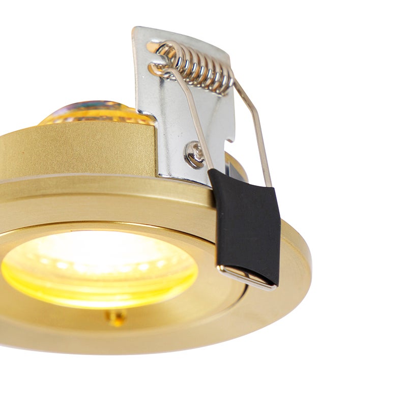 Qazqa spot encastré - Xena - gold, gu10, max. 50w, 7.9cm, rond, IP44, idéal pour la salle de bains - 2
