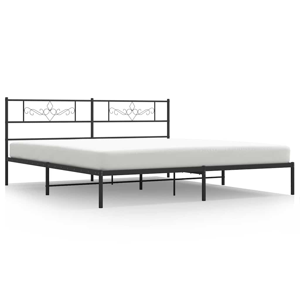Łóżko Metalowe Czarne Rama Łóżka Ze Stelażem Do Sypialni Pokoju 183x213 cm