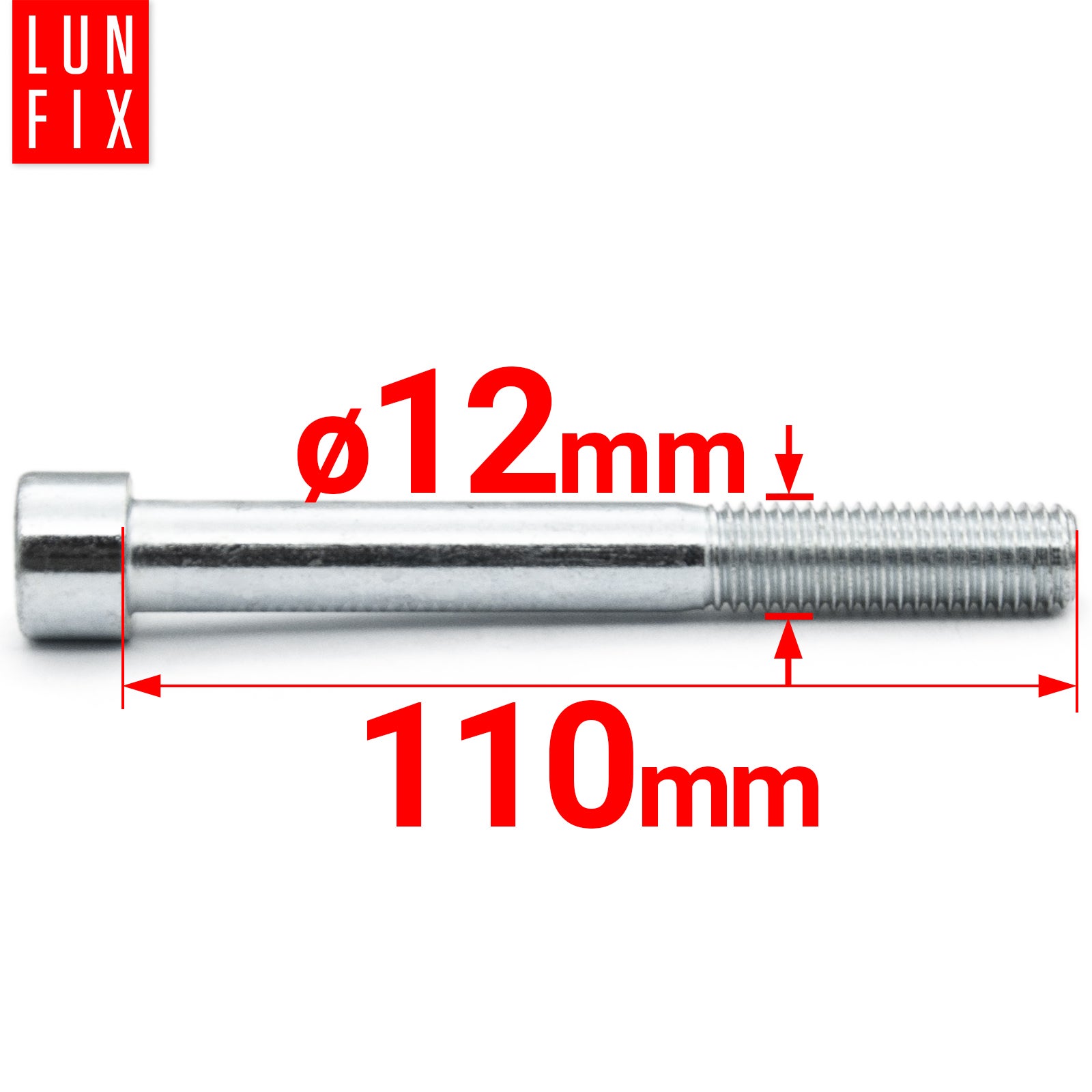 Śruba imbusowa DIN 912 M12 110 mm gwint częściowy kl. 8.8 1kg