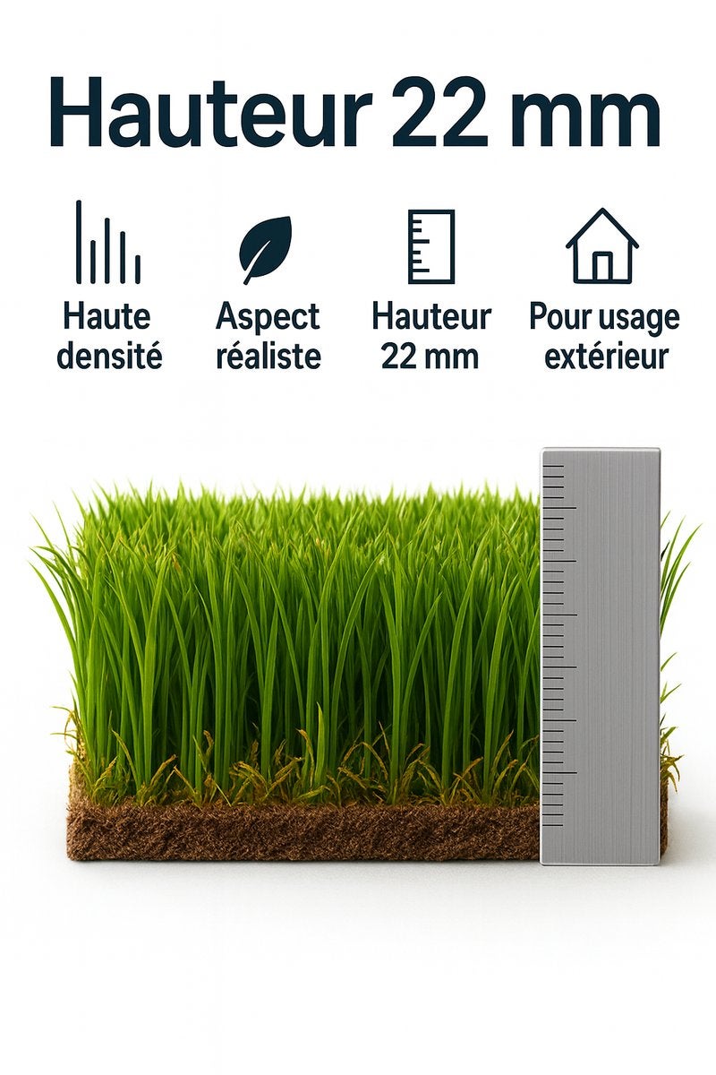 Gazon Synthétique 20 Mm Ultra Réaliste - 1 M X 3 M (3 M²) - 3 Couleurs Naturelles Pour Terrasse, Jardin Ou Tour De Piscine