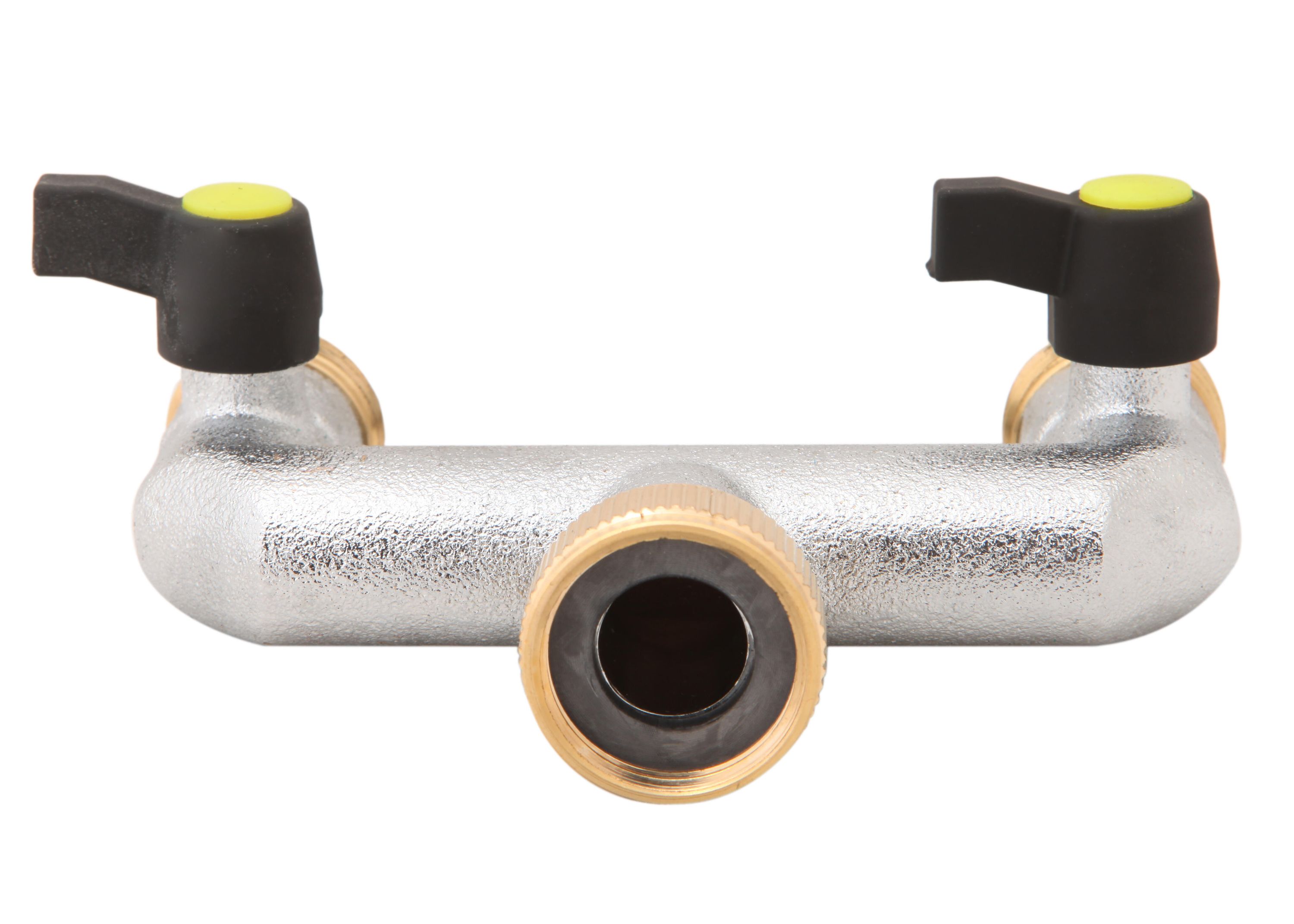 Rozdzielacz CHROM podwójny gwint Żeński 3/4" - wyjścia Męski 3/4"