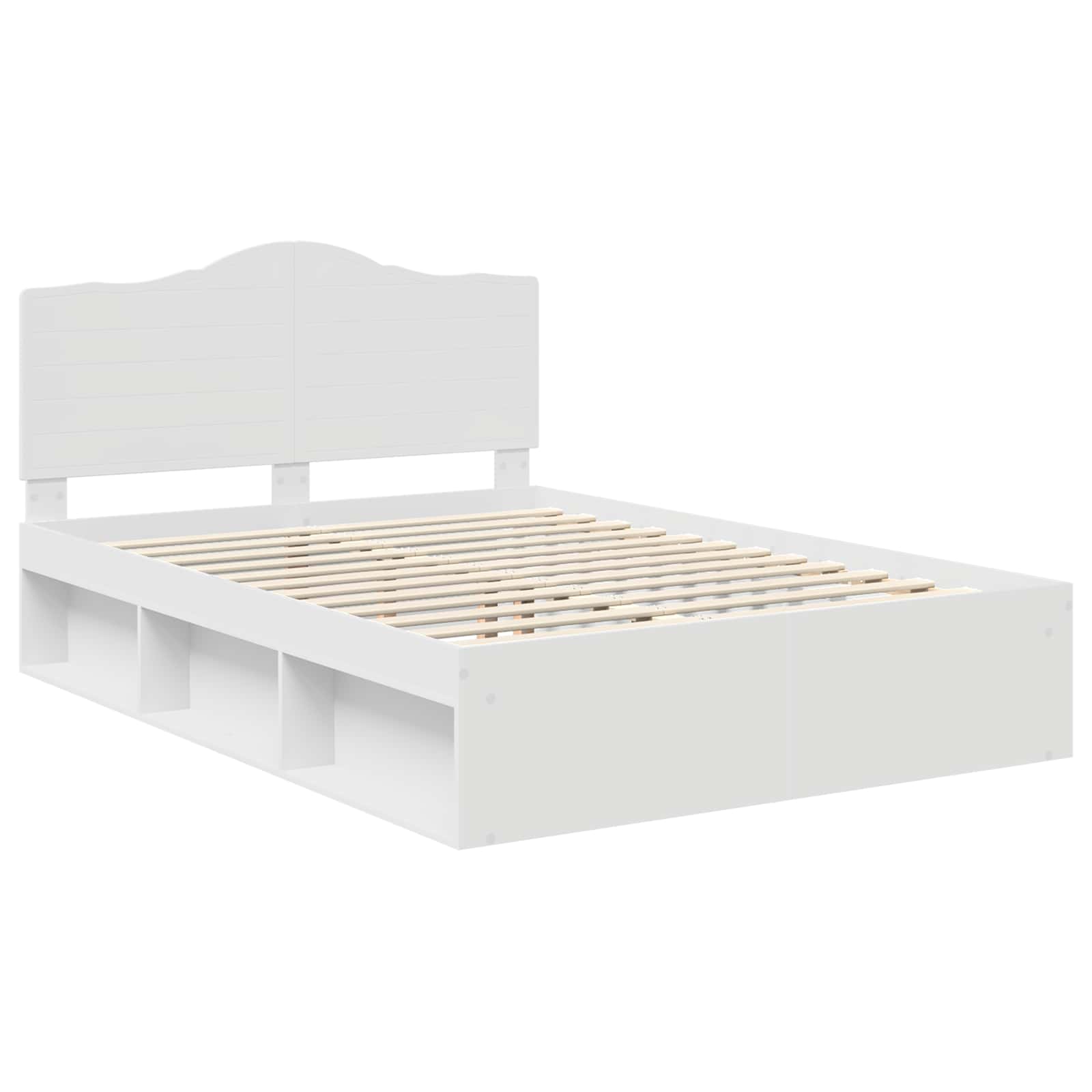 Cadre de lit avec tête de lit blanc 140 x 190 cm en pin massif - 4