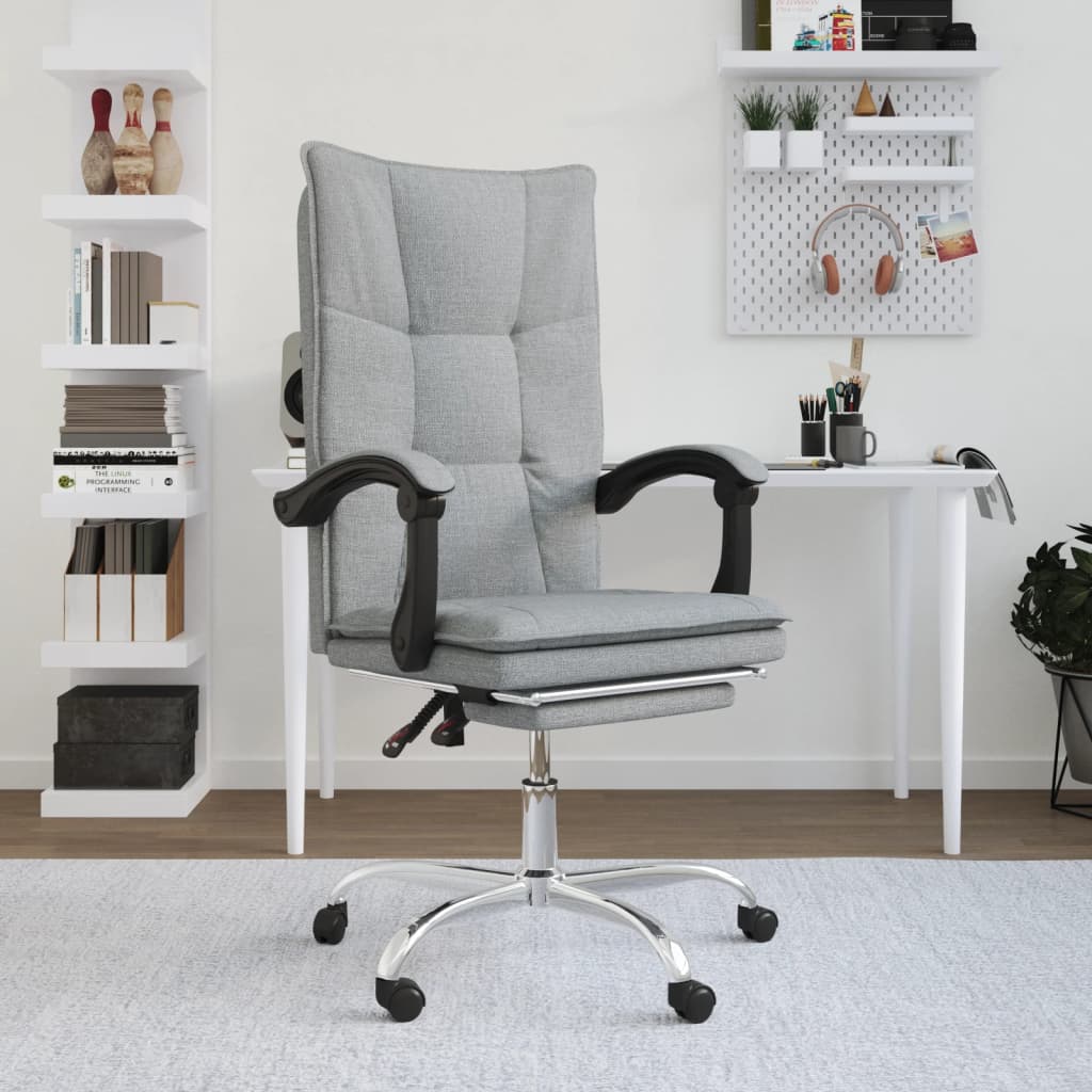 Vidaxl  Silla De Oficina Reclinable De Tela Gris/Claro , Leroy Merlin