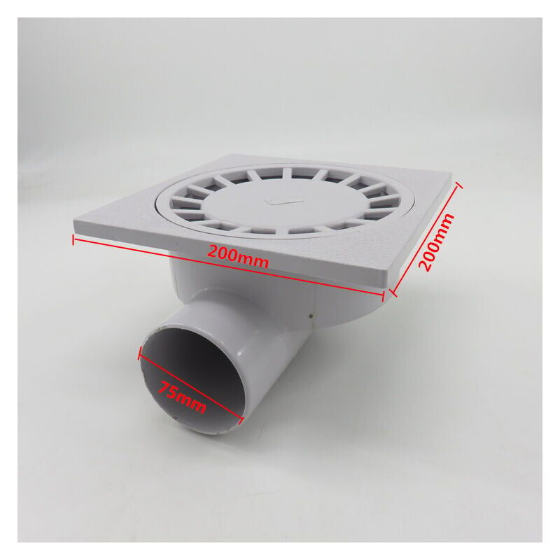 CHOYCLIT Par 200mm X 200mm Sortie 75mm Siphon de Sol Salle de Bains Salle Humide Douche Plastique Pvc1pcs blanc - 2
