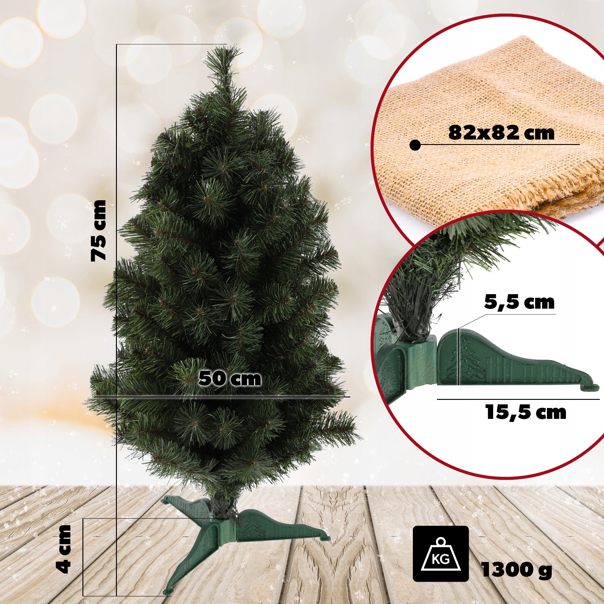 CHOINKA SZTUCZNA JAK ŻYWA MAŁA 80 cm ZIELONA NA SZAFKĘ BIURKO GRATIS JUTA - 4