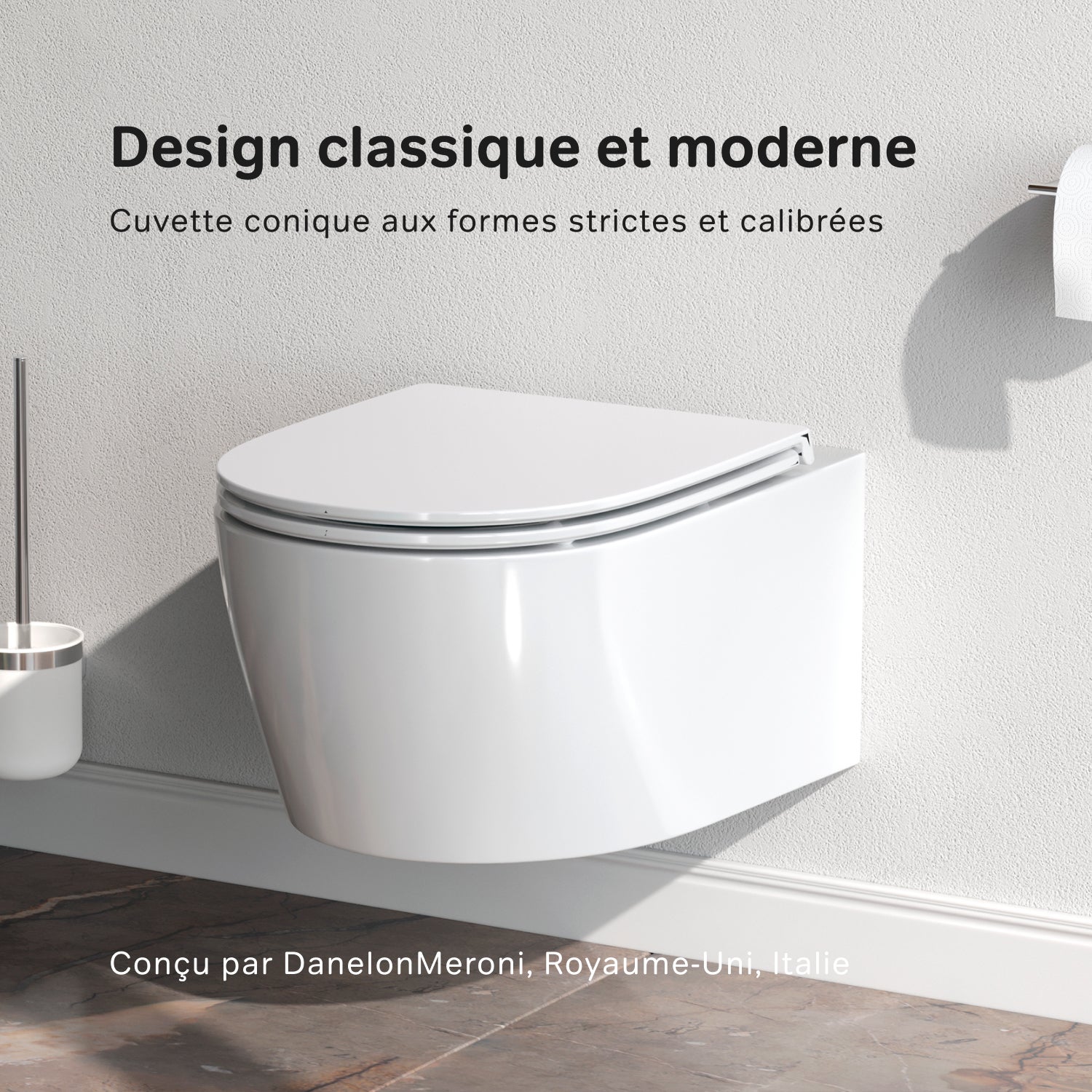 WC Suspendu en céramique sans bride Cuvette Toilette WC suspendu sans bord FlashClean abattant amovible frein de chute Softclosing Blanc AM.PM X-Joy S - 3