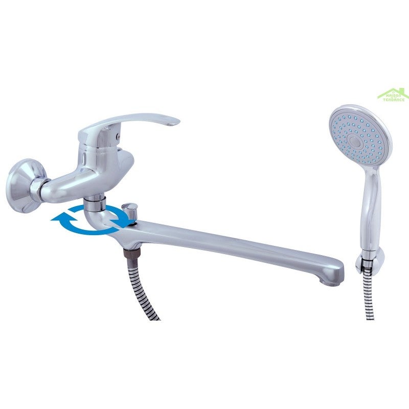 Kit Pour Ajouter Une Douche à Baignoire à Pieds Griffes - Robinet Chromé 3 Commandes, Avec Drain - Modèle #11629