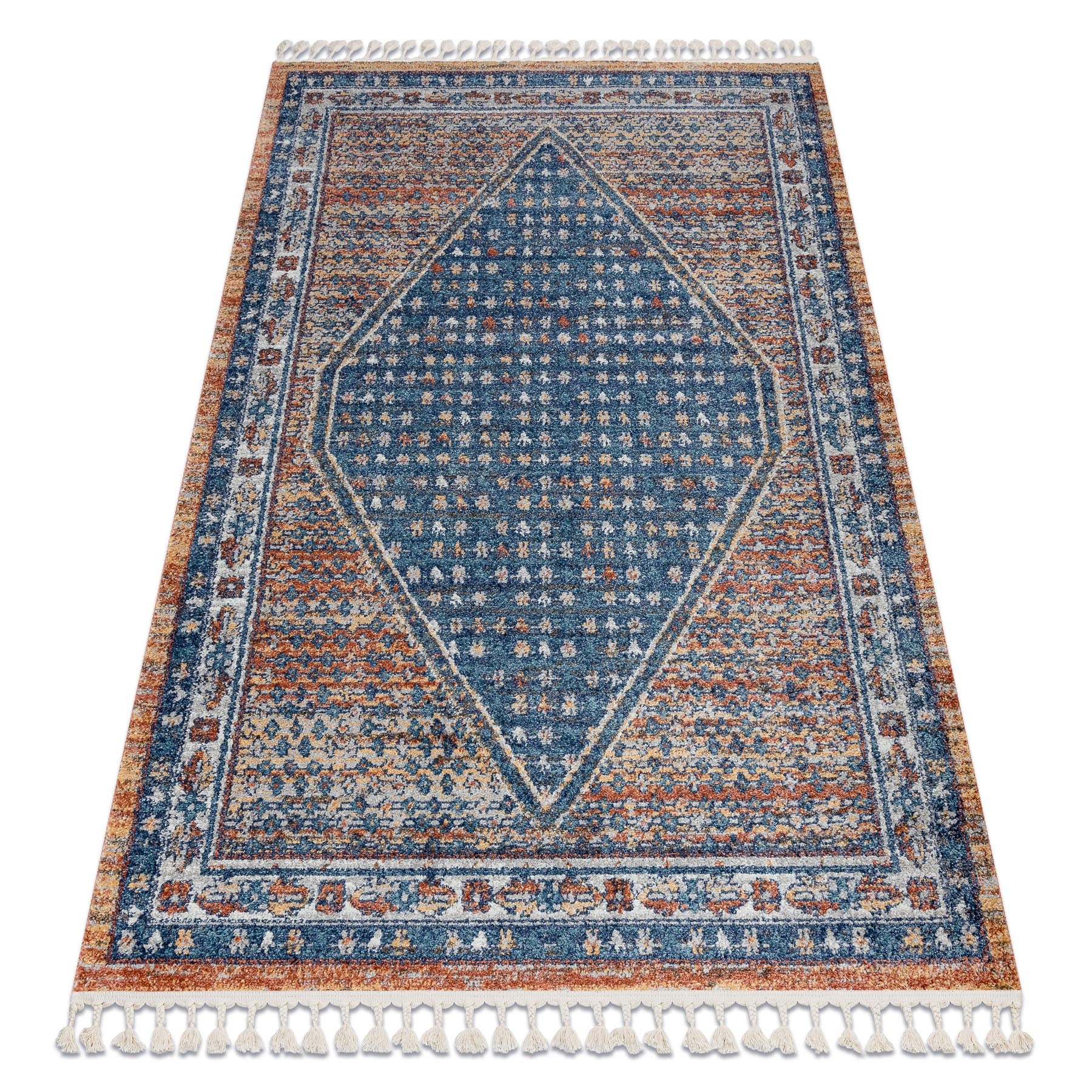 Dywan nowoczesny BELLE BG58A granat / beż Frędzle 140x190 cm