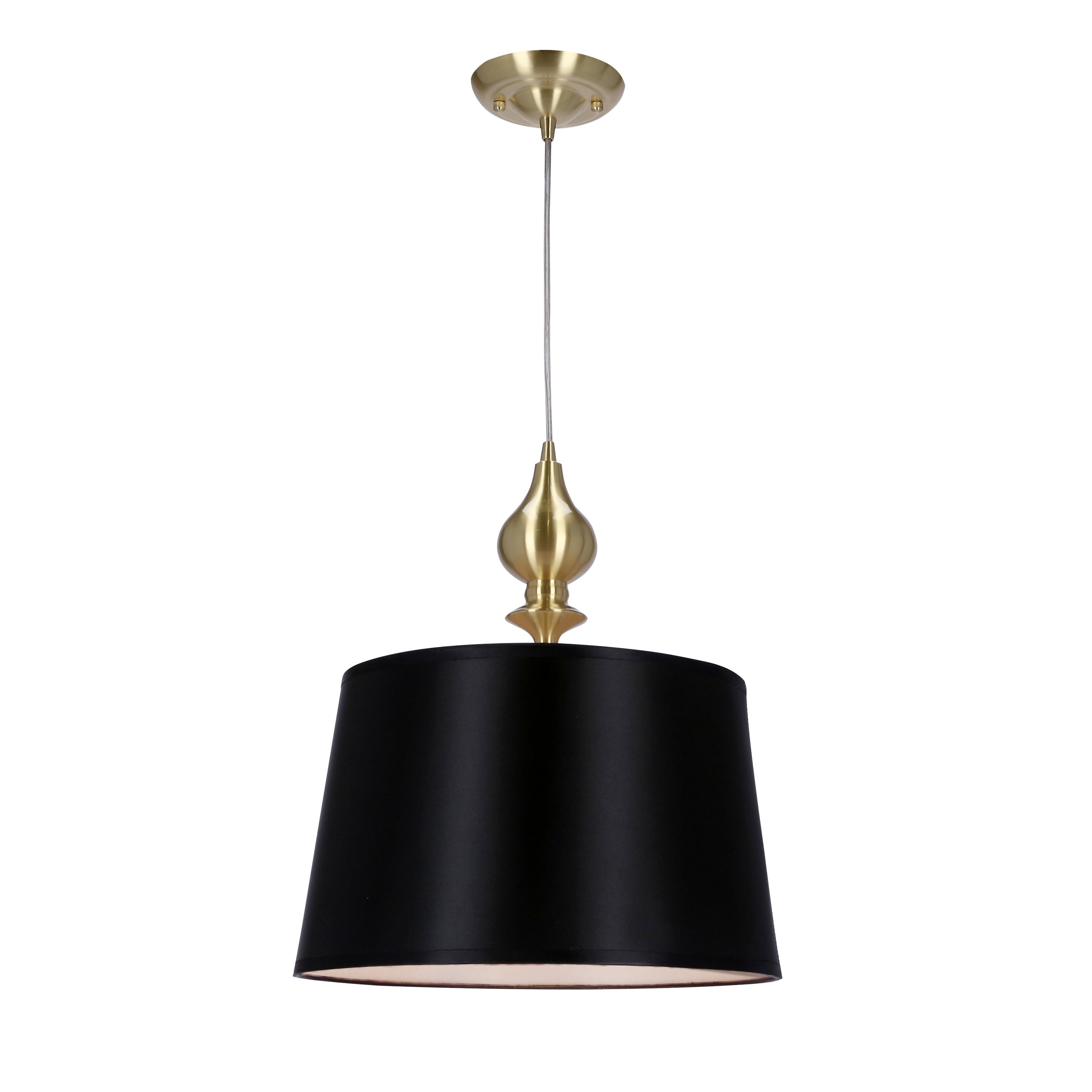 Lampa wisząca czarny abażur Prima złota 1xE27x60W tkanina wym:120x35x35cm IP20 Candellux