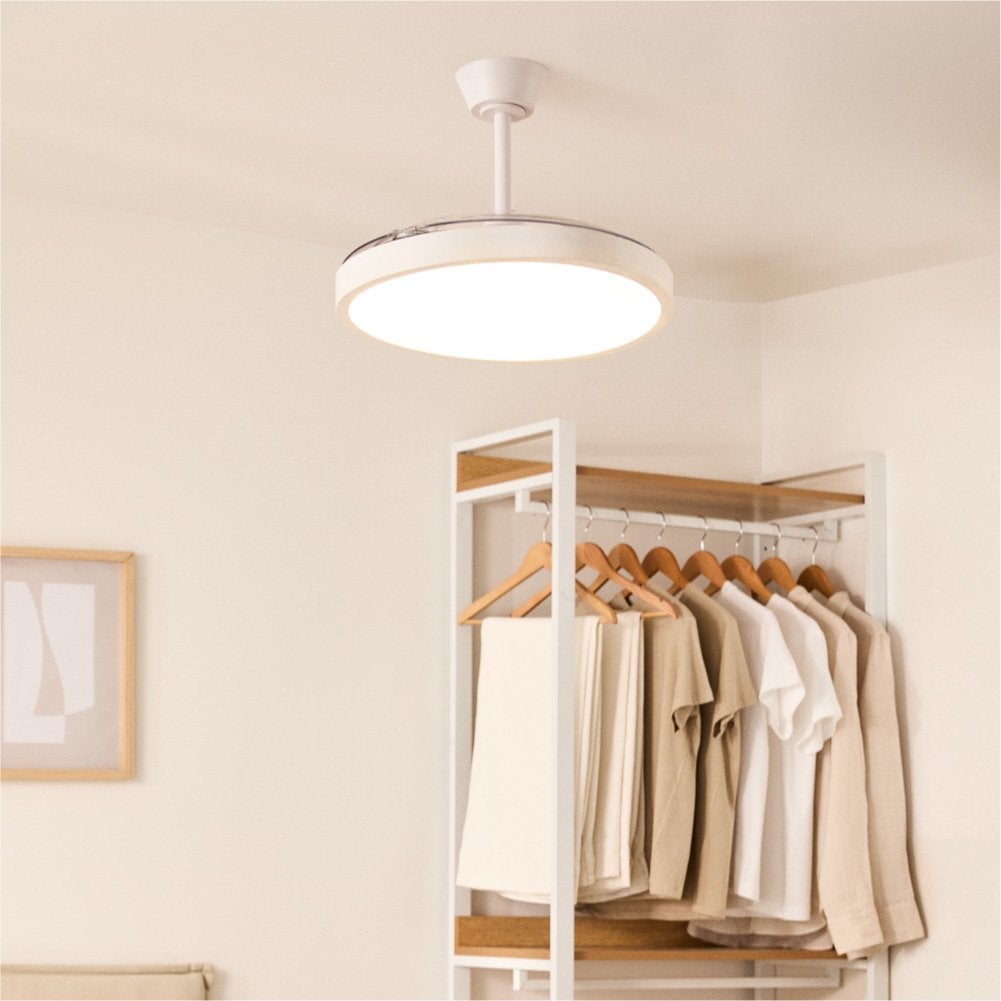 CREATE - WIND CLEAR STUDIO - Wentylator sufitowy 40W cichy z chowanymi łopatkami i oświetleniem LED, różne rozmiary -