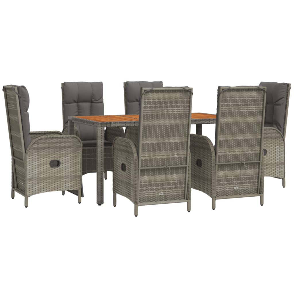 Maison Exclusive - Set da Pranzo da Giardino 7 pz con Cuscini in Polyrattan Grigio - 3