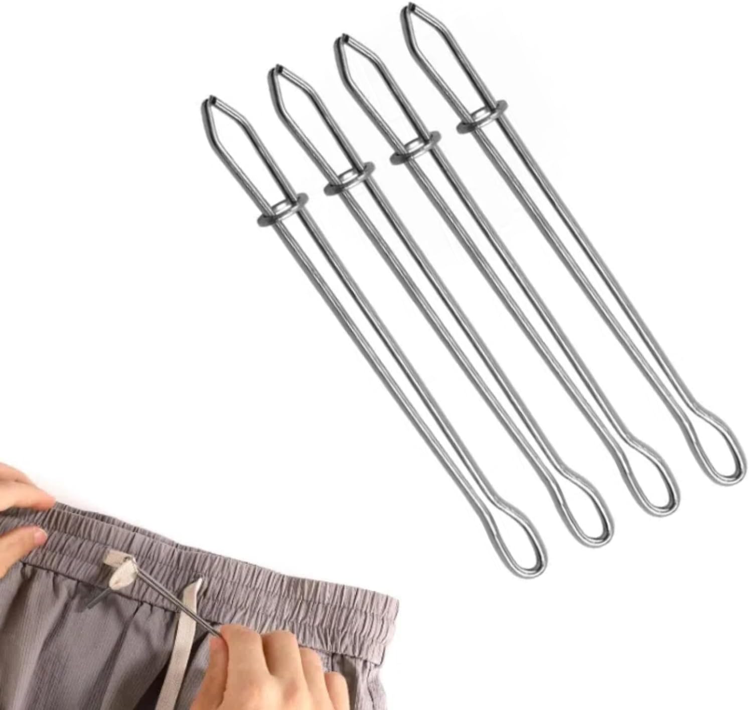 Klipsy ściągające - idealne do zmiany ściągaczy w bluzach z kapturem i kurtkach - 4 sztuki, srebrne