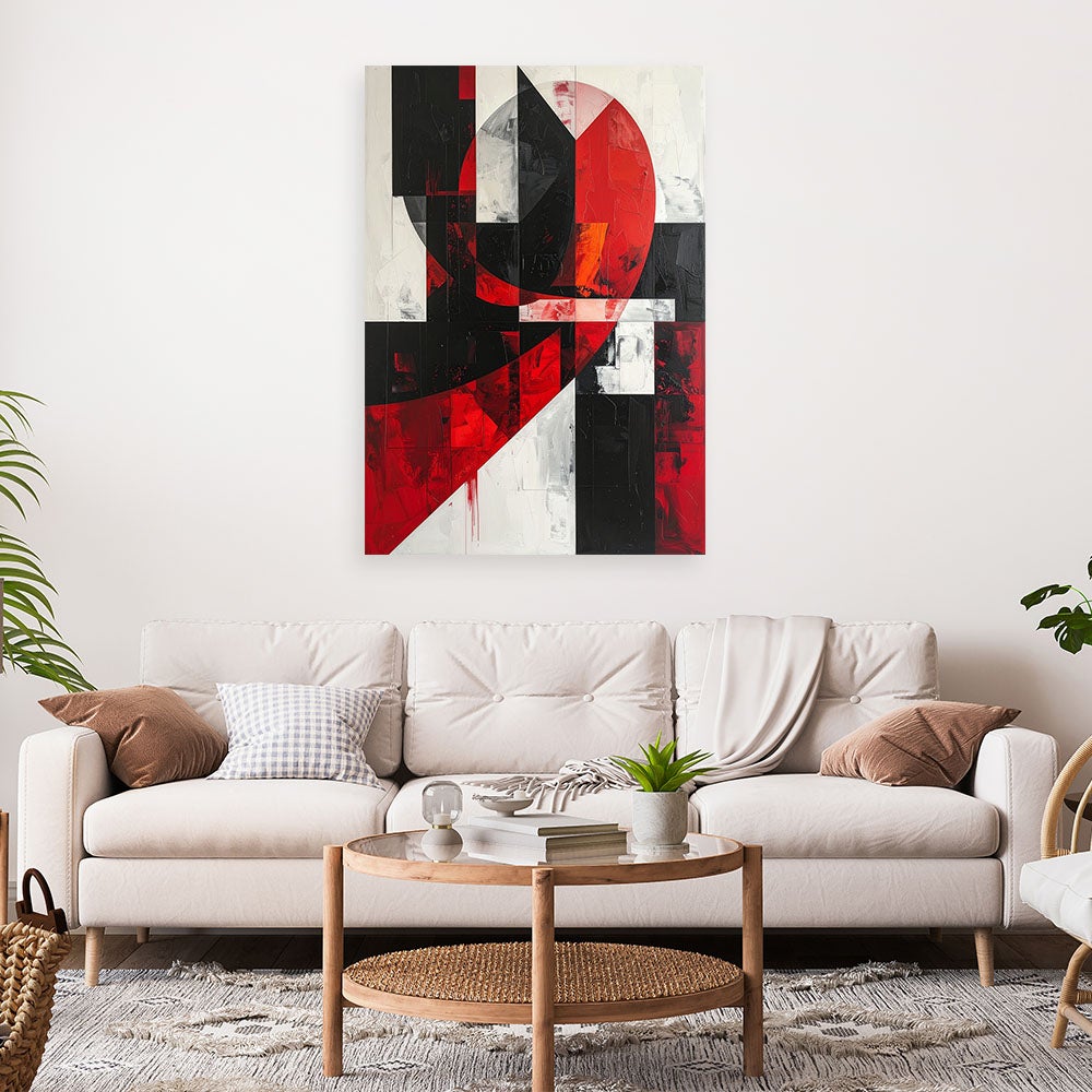Obraz do salonu sypialni biura loftu, Abstrakcja geometryczna czerwony szary 70x100 - 2