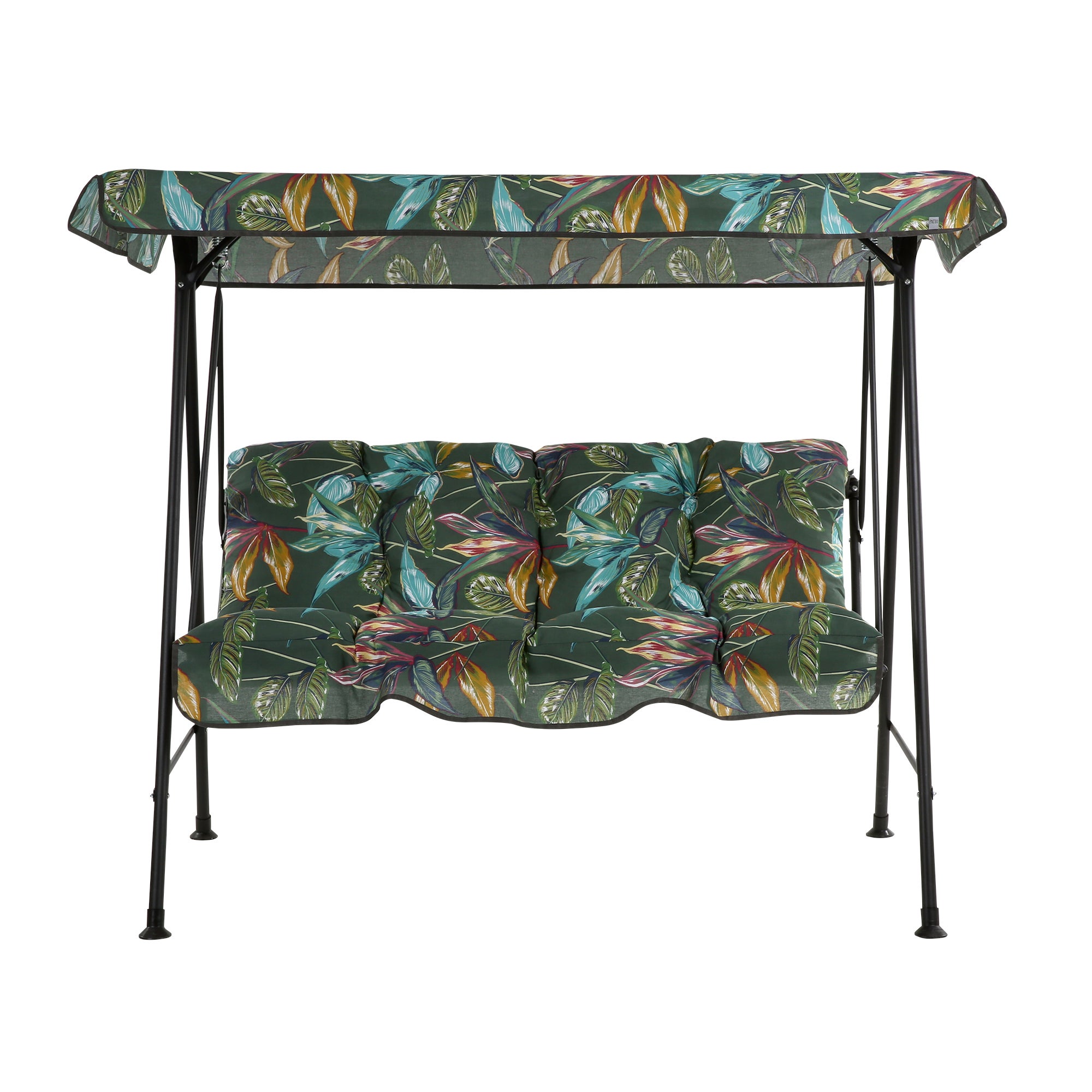 Huśtawka ogrodowa Tora Black Edition wzór tropikalny PATIO