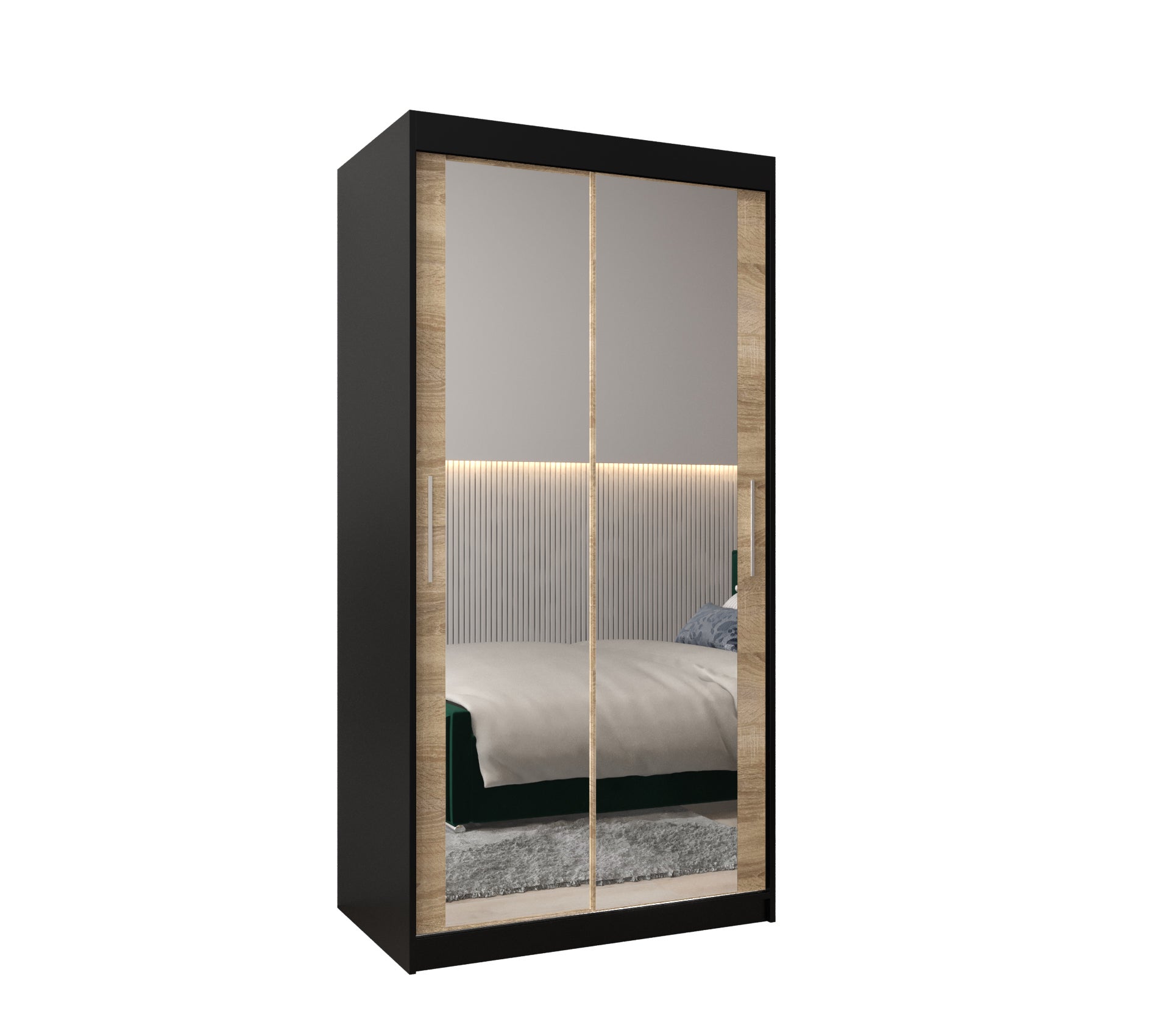 Szafa przesuwna garderoba TOKYO 3 100 x 62 x 200 cm Czarny + Sonoma - Abiks Meble