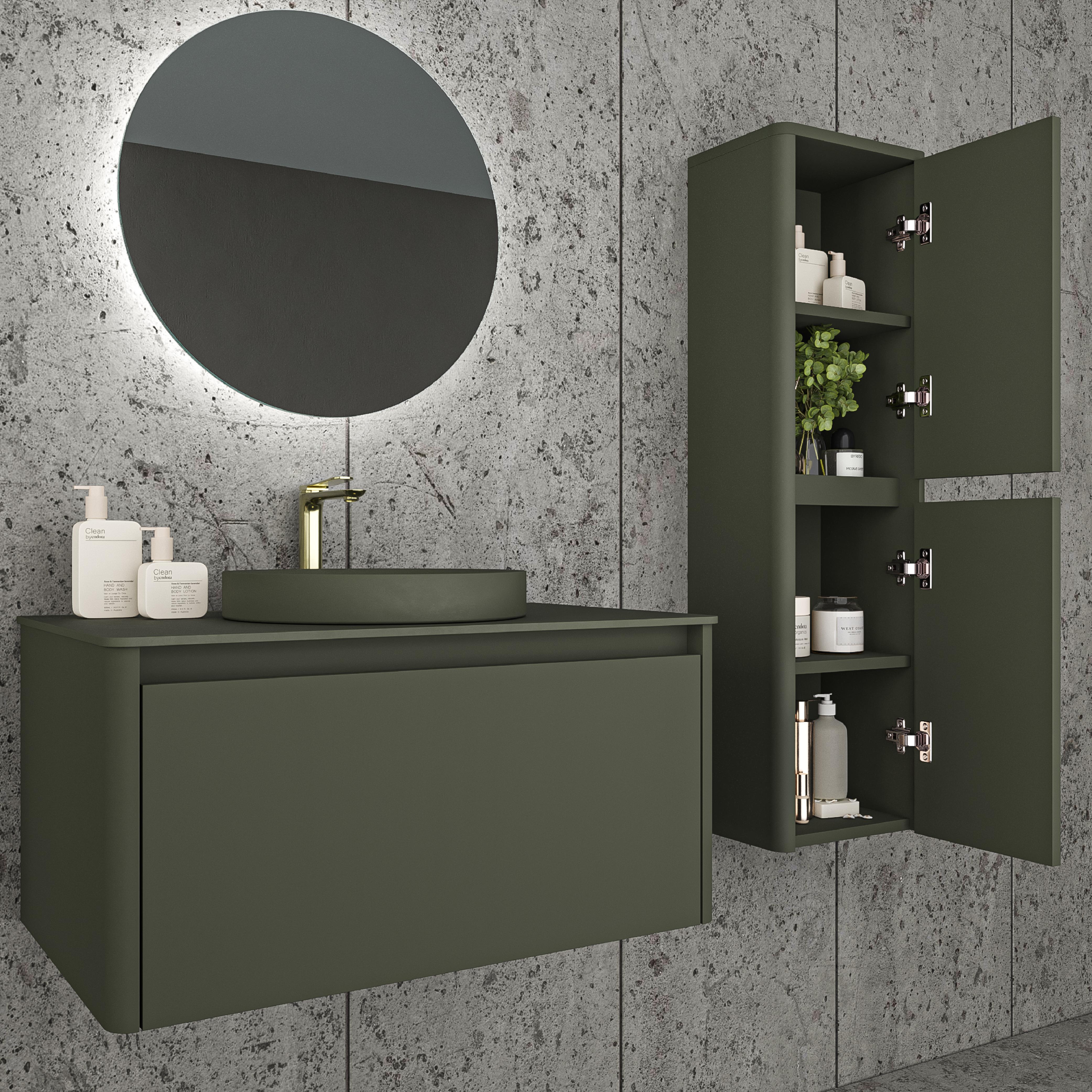 Mobile da bagno sospeso VAROBATH FUSE — 1 cassetto con lavabo incluso - Colore RAL personalizzabile Design moderno Premium﻿ - 4