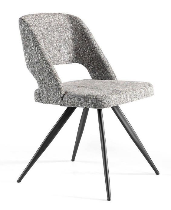 Silla de tela kaninawa y patas de acero negro - juego de 2-color mirage 30