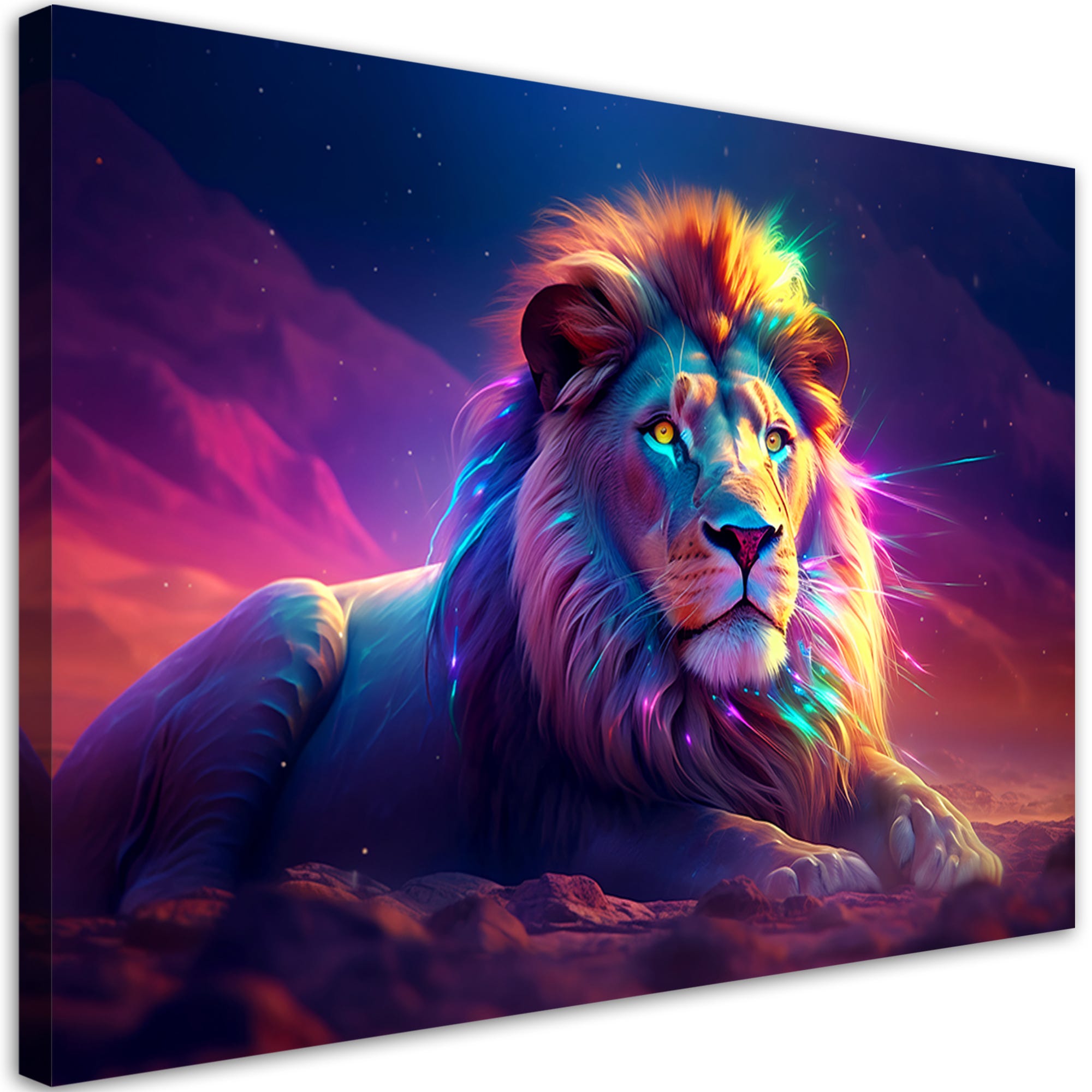 Stampa Su Tela Quadro Leoni In Africa Panorama: 100x50 Cm, Pronta Da Appendere – Telaio In Legno E Stampa Di Alta Qualità