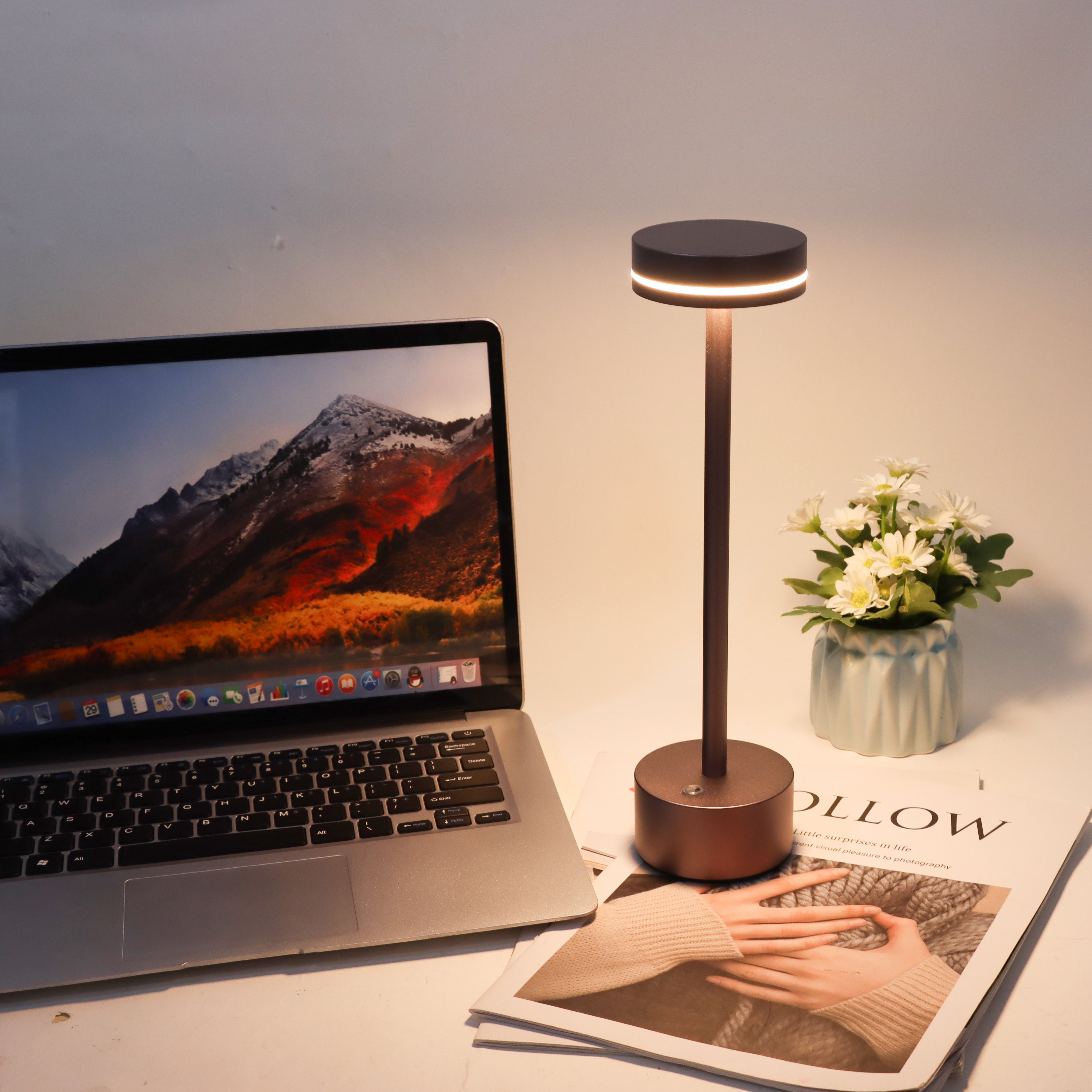 lampe de table sans fil rechargeable usb, lumiere bureau LED tactile puissante pile, 3 températures de couleur, pour chevet, interieur, exterieur - 8