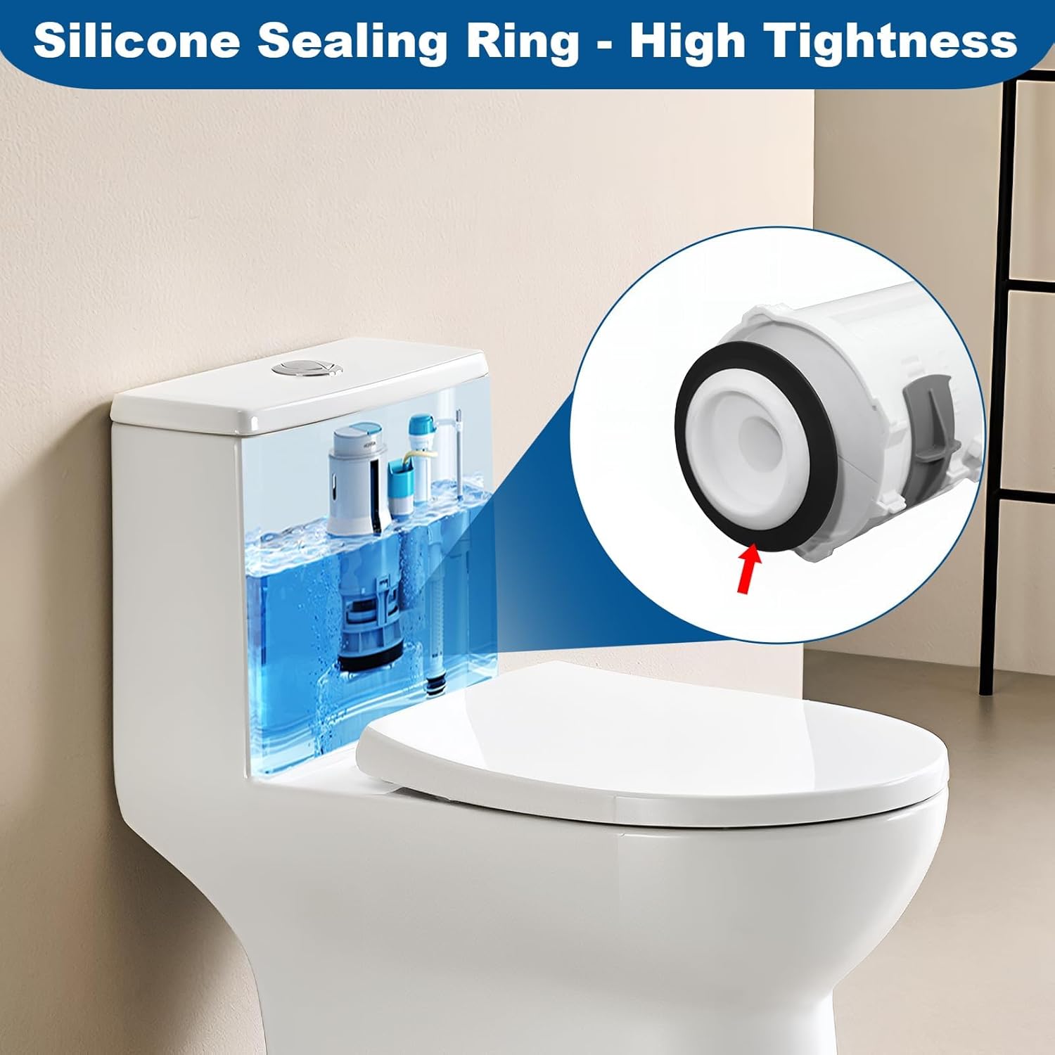 2PCS Joint Chasse d'Eau WC Compatible avec Siamp Optima 49 50, 72 mm x 45 mm Joints Valve Chasse-d'eau Rechange en silicone 34490507 (Noir) - 5