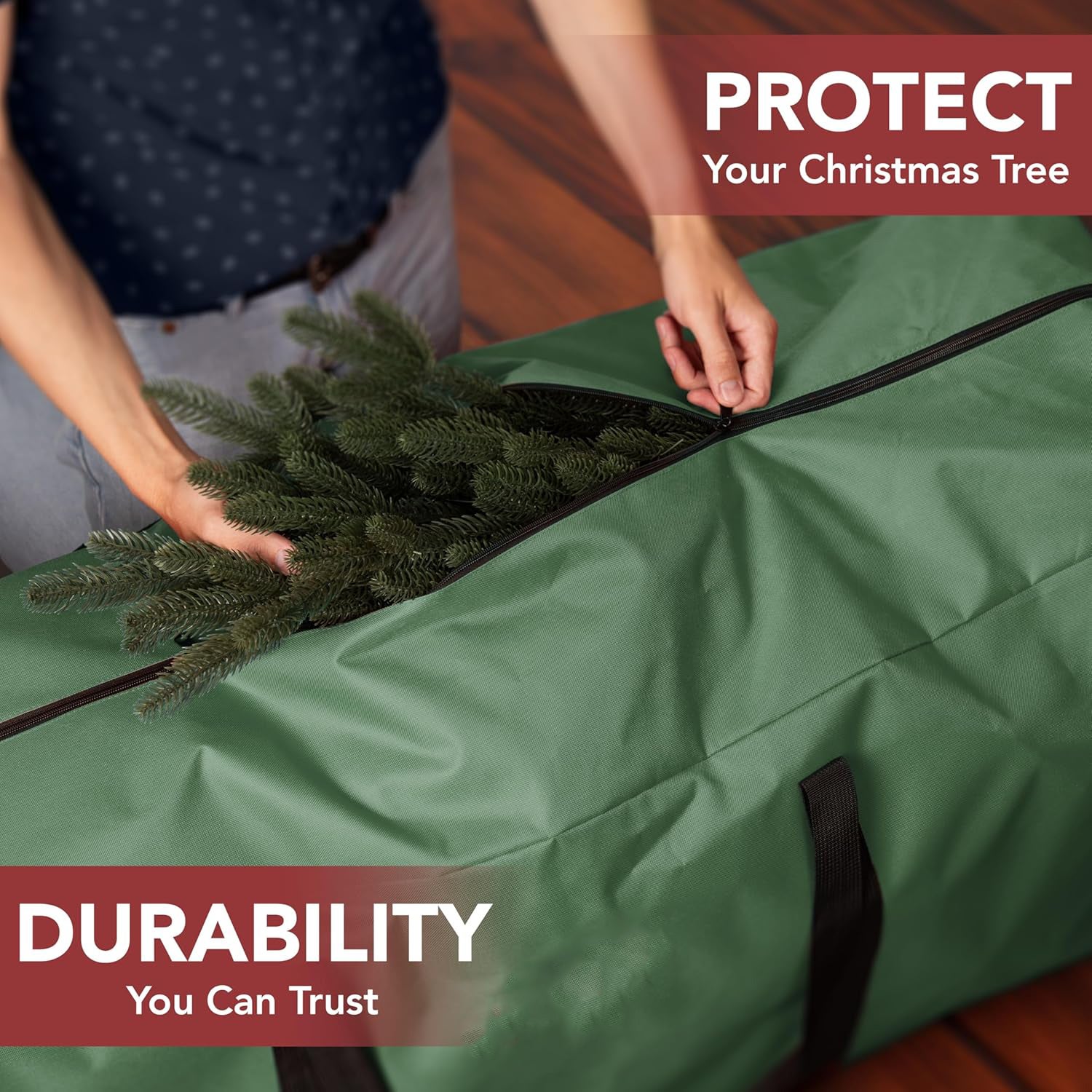 Sac de rangement pour sapin de Noël, sac de rangement étanche pour sapin de Noël artificiel, anti-poussière, Oxford 210D, 122 x 38 x 51 cm - 5