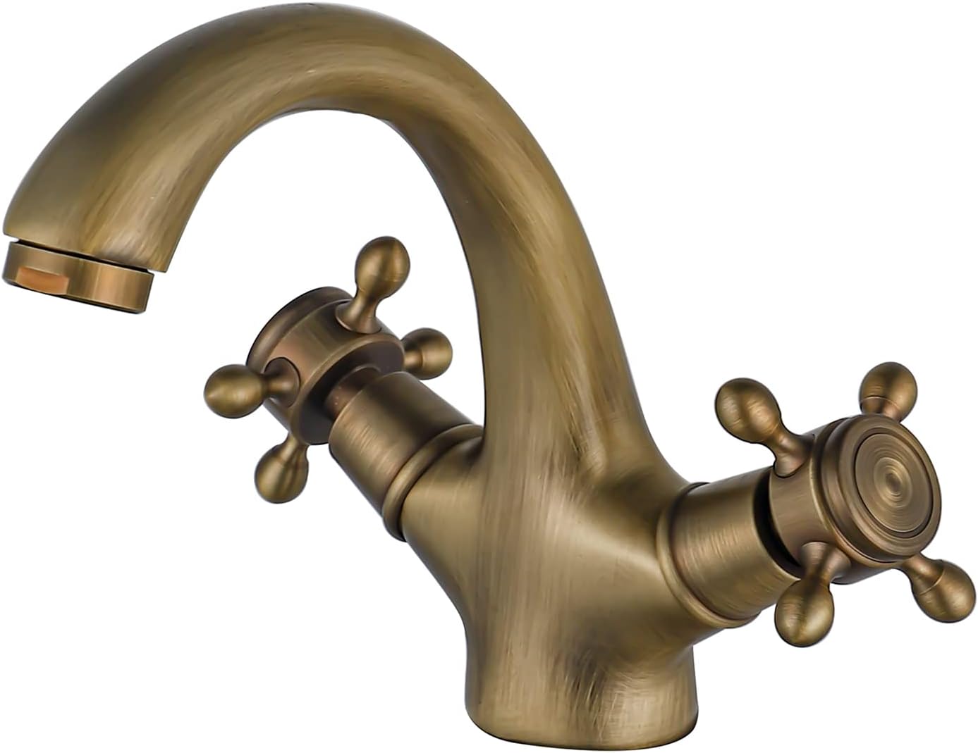 Retro bateria łazienkowa z postarzanego mosiądzu, dwuuchwytowa bateria umywalkowa, bateria łazienkowa w stylu nostalgicznie szczotkowanym do łazienki