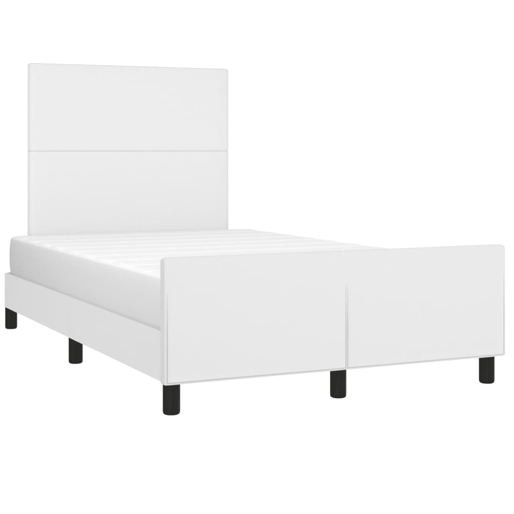Cadre de lit sans matelas blanc 120 x 190 cm similicuir - 4