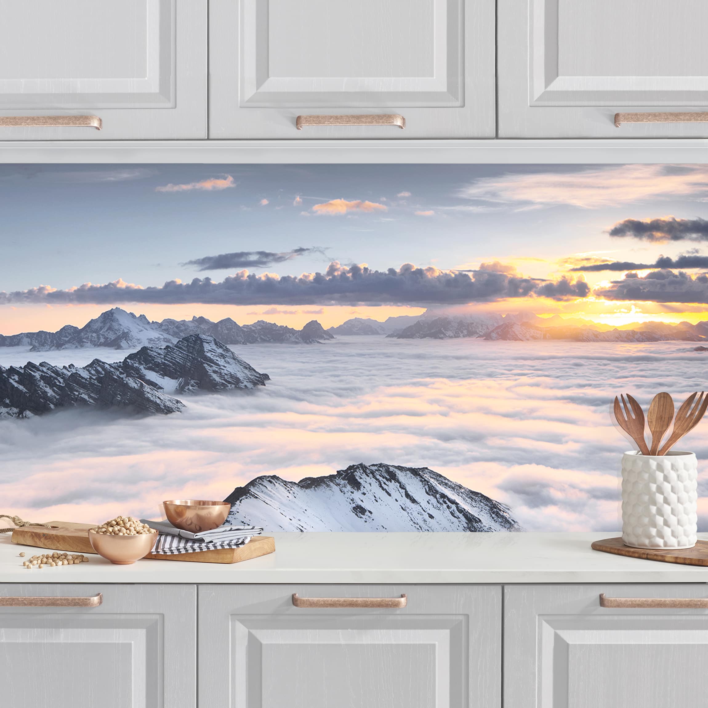Salpicadero cocina adhesivo - view of clouds and mountains 140 x 40 cm