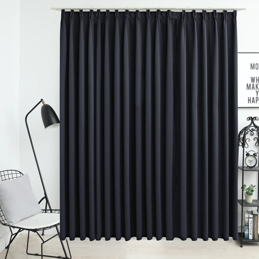 Maison exclusive - cortina opaca con ganchos negro 290x245 cm