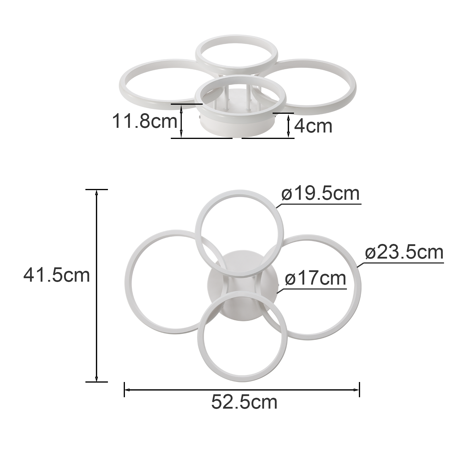 ZMH Nowoczesna biała lampa sufitowa LED 48W 55cm ściemnialna z pilotem do salonu i sypialni - 6