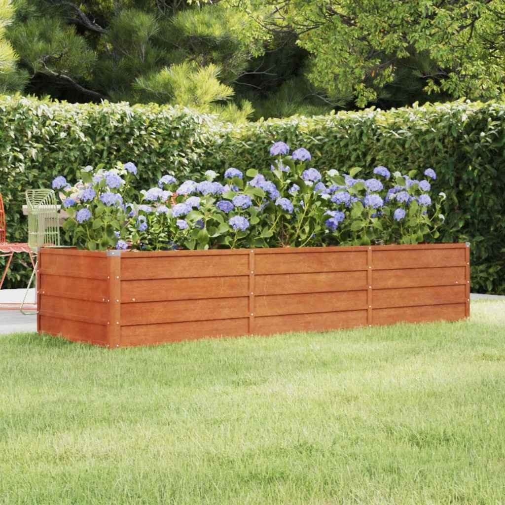 Jardinière - Lit surélevé de jardin - Pot de fleurs rouillé 240x80x45 cm acier corten Couleur évolue n1312l - 2