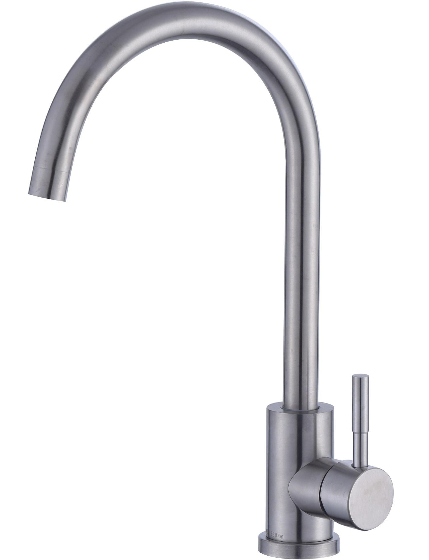 Bateria zlewozmywakowa z wysoką wylewką, bateria kuchenna, nikiel szczotkowany, szara