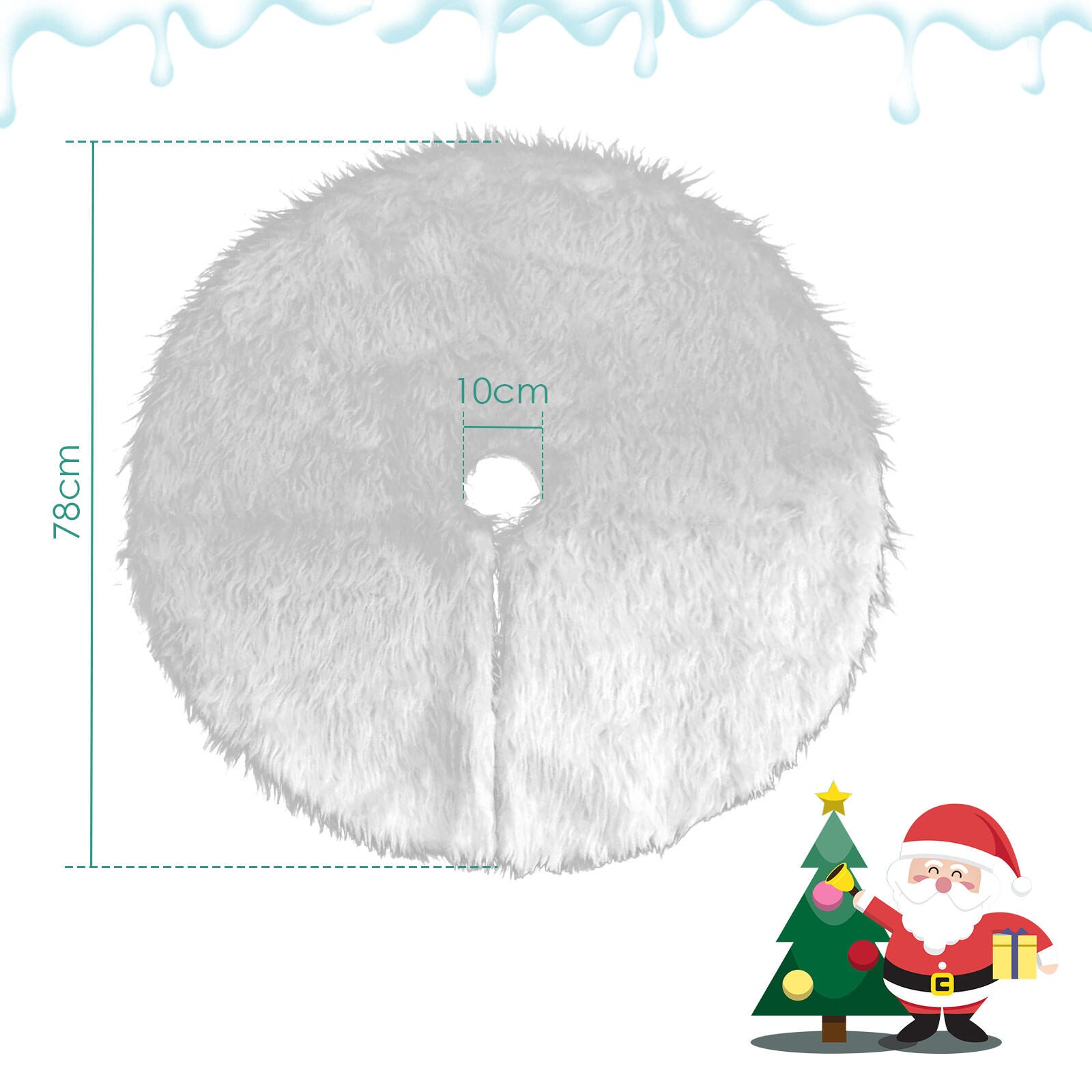Jupe De Sapin De Noël En Peluche Blanche 78cm - Cache-Pied Décoratif