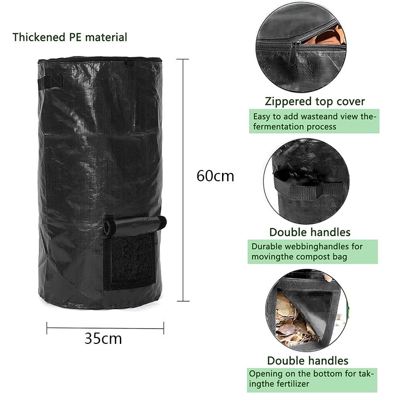 Sac à Compost 35x60 cm 15 Gallons pour Jardin et Déchets Verts