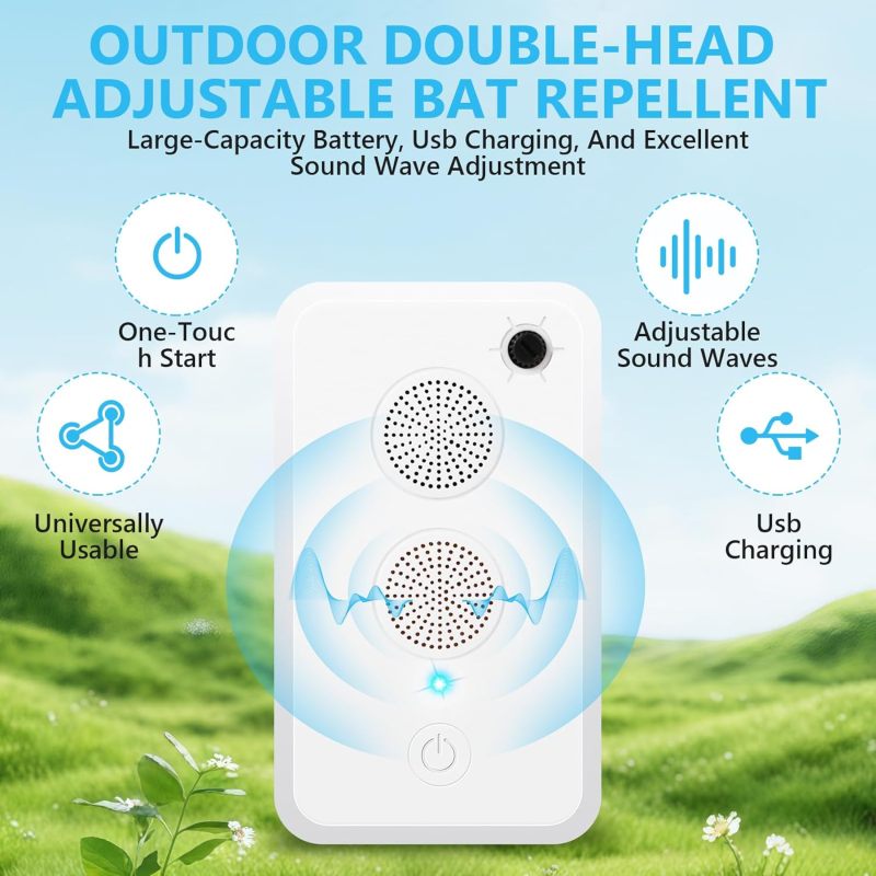 Répulsif à chauves-souris ultrasonique Metessi 2025 – Éloignez les chauves-souris, rechargeable intérieure et extérieure, sûr pour les-humains.. - 3